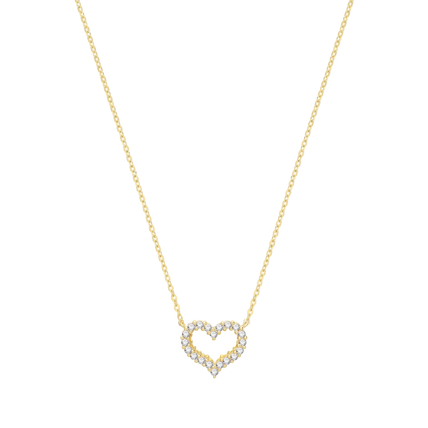 9CT GOLD CZ OPEN HEART NECKLET