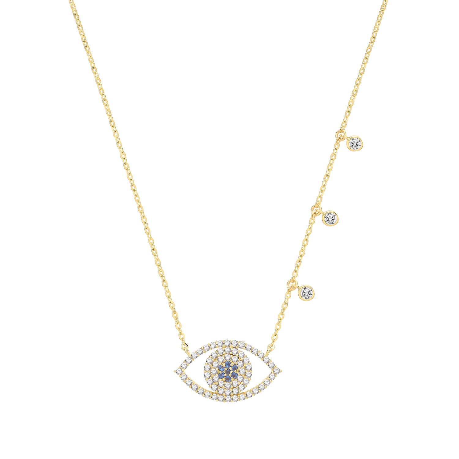 9CT GOLD CZ EVIL EYE NECKLET