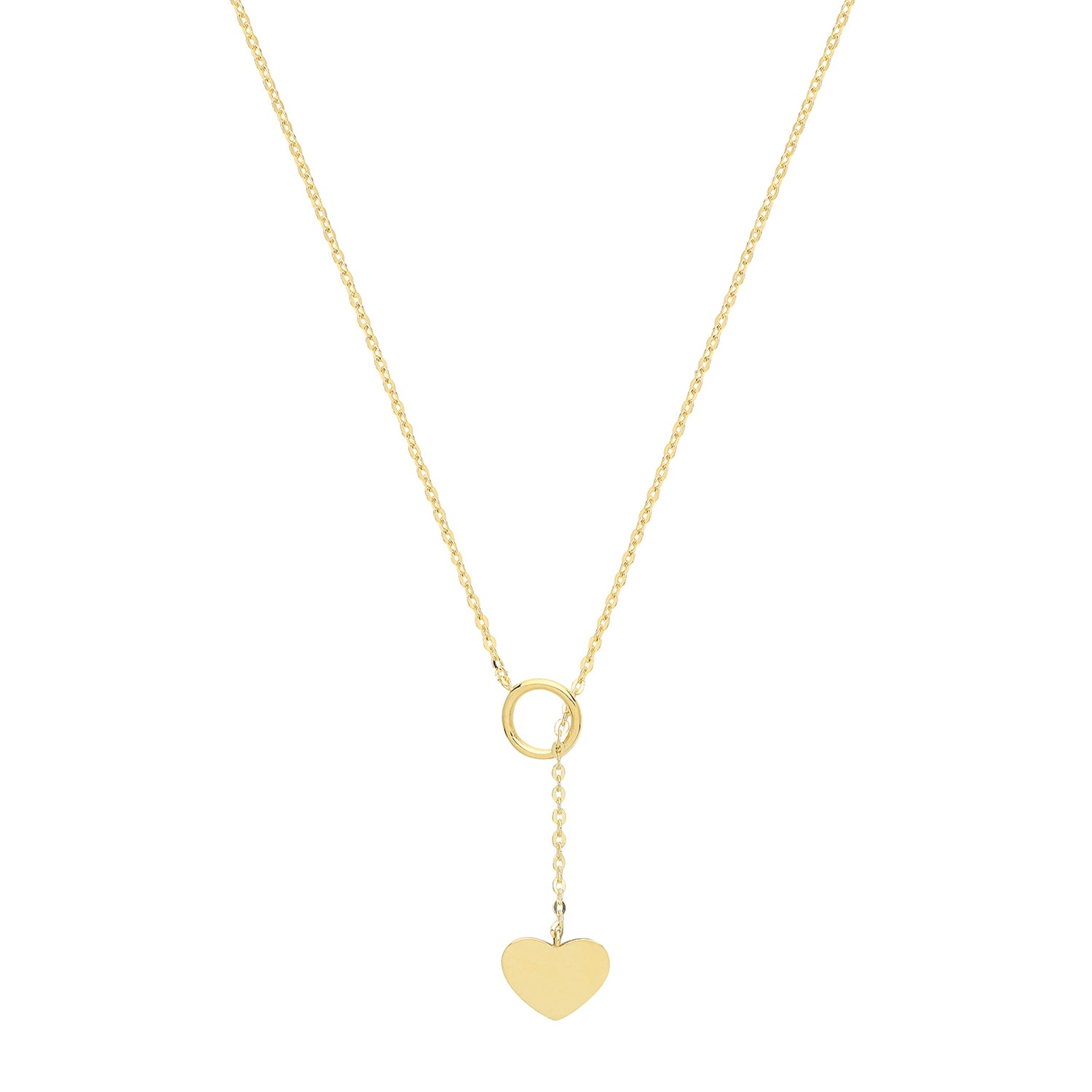 9CT GOLD CIRCLE AND HEART LARIAT NECKLET