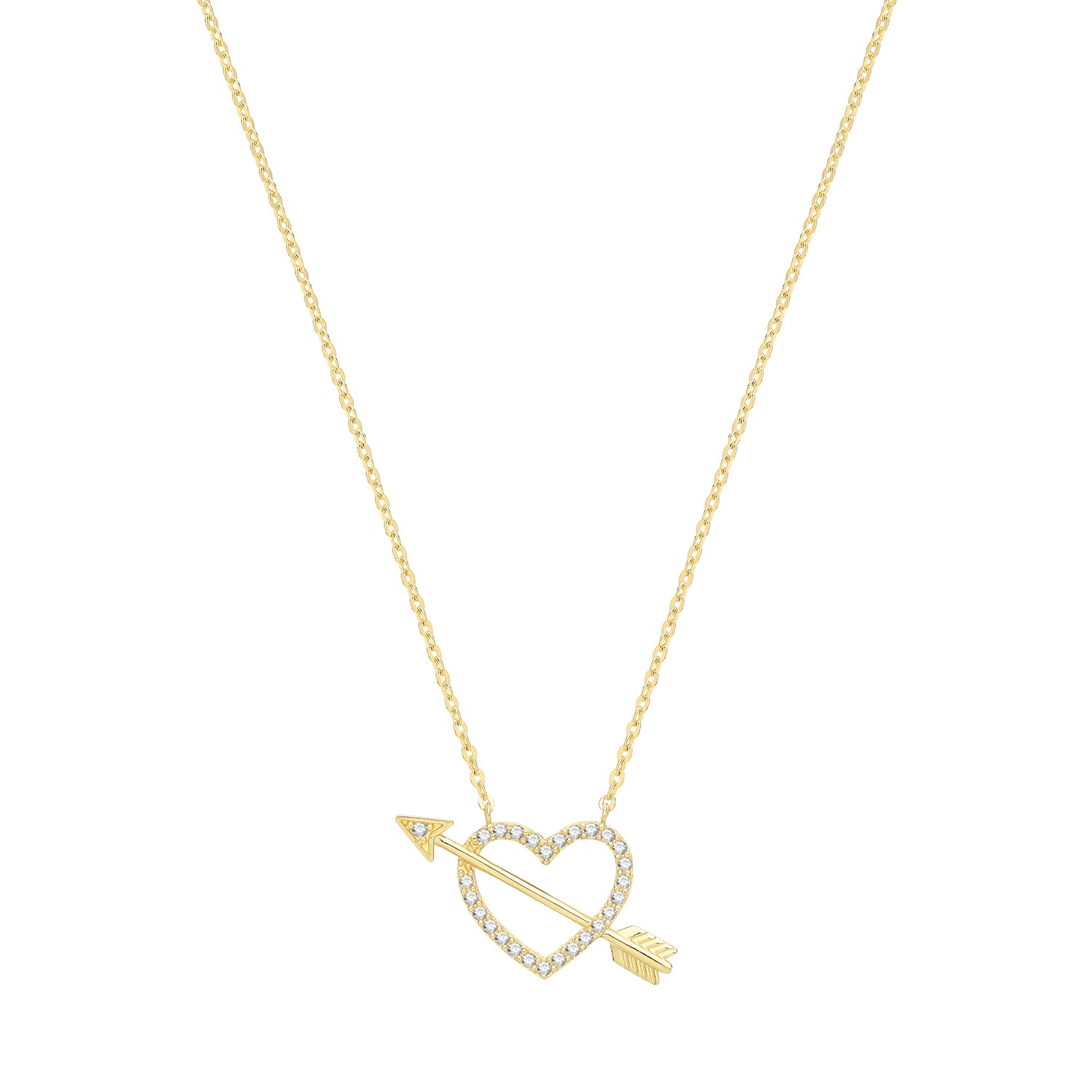 9CT GOLD CZ HEART AND ARROW NECKLET