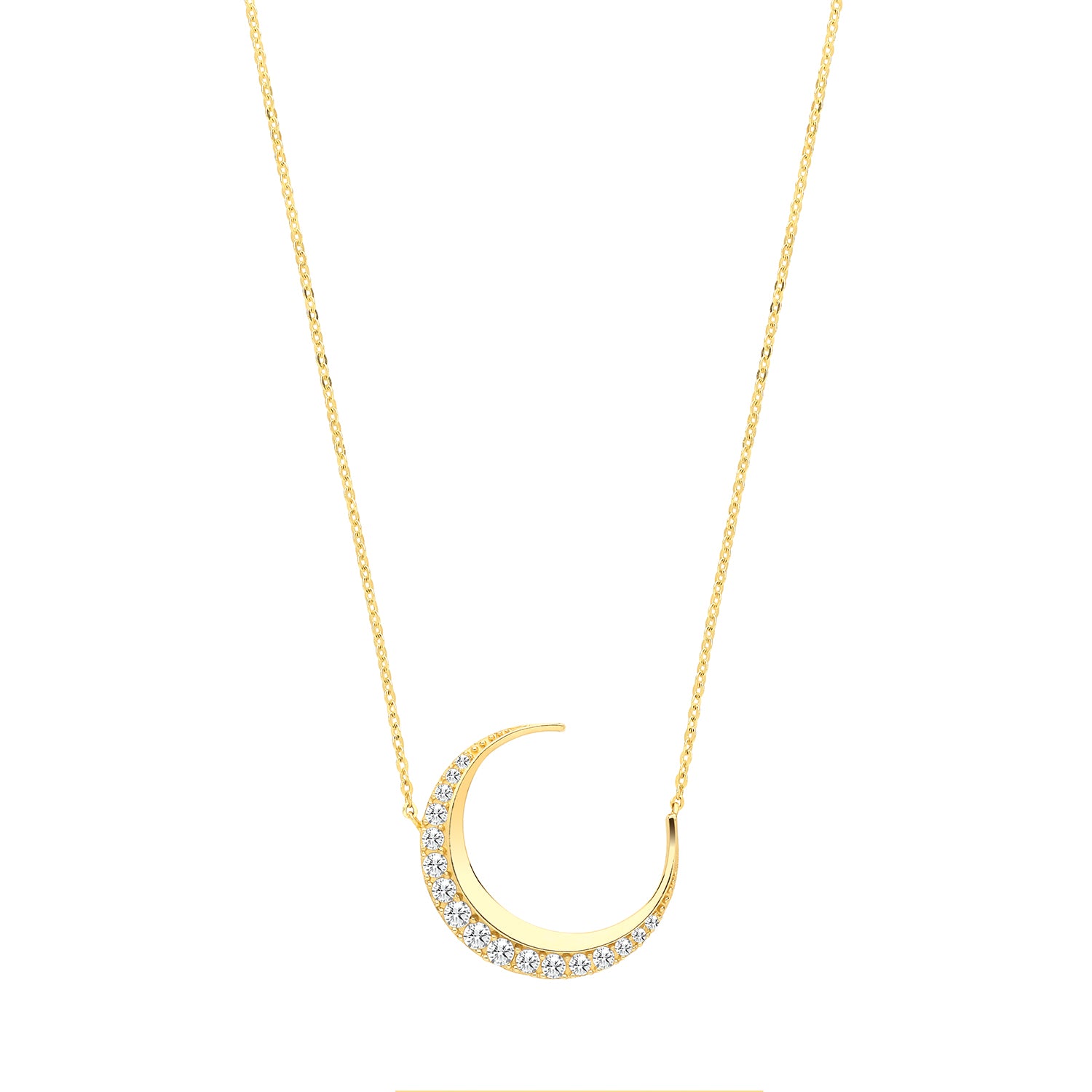 9CT GOLD CZ CRESCENT MOON NECKLET