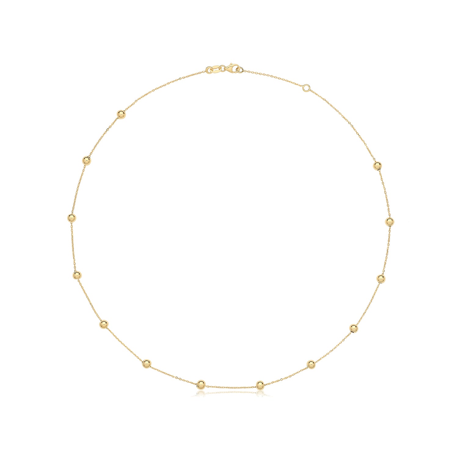 9CT YEL GOLD 17"" BEADED NECKLET