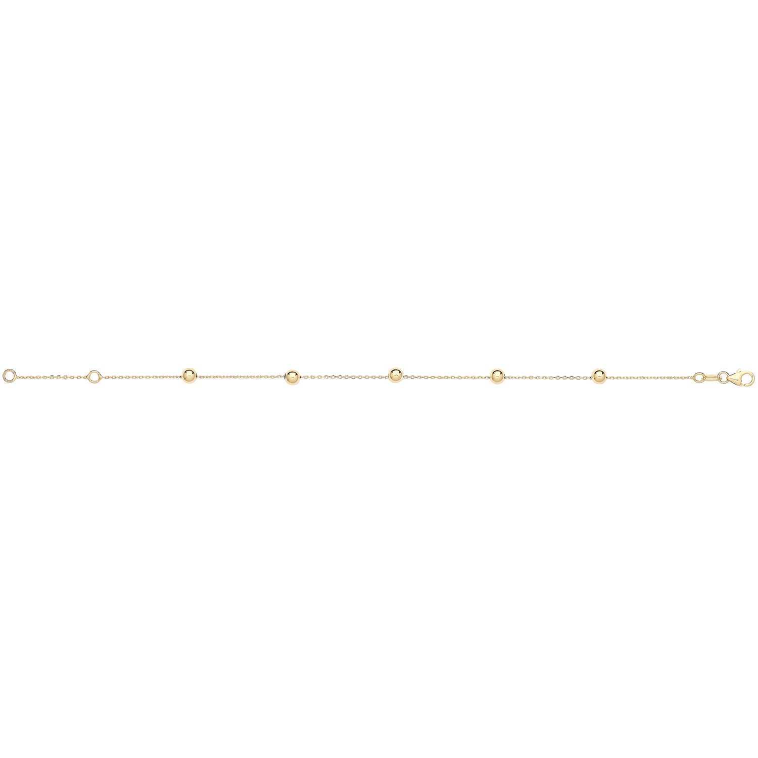 9CT YEL GOLD 7.25"" BEADED BRACLET