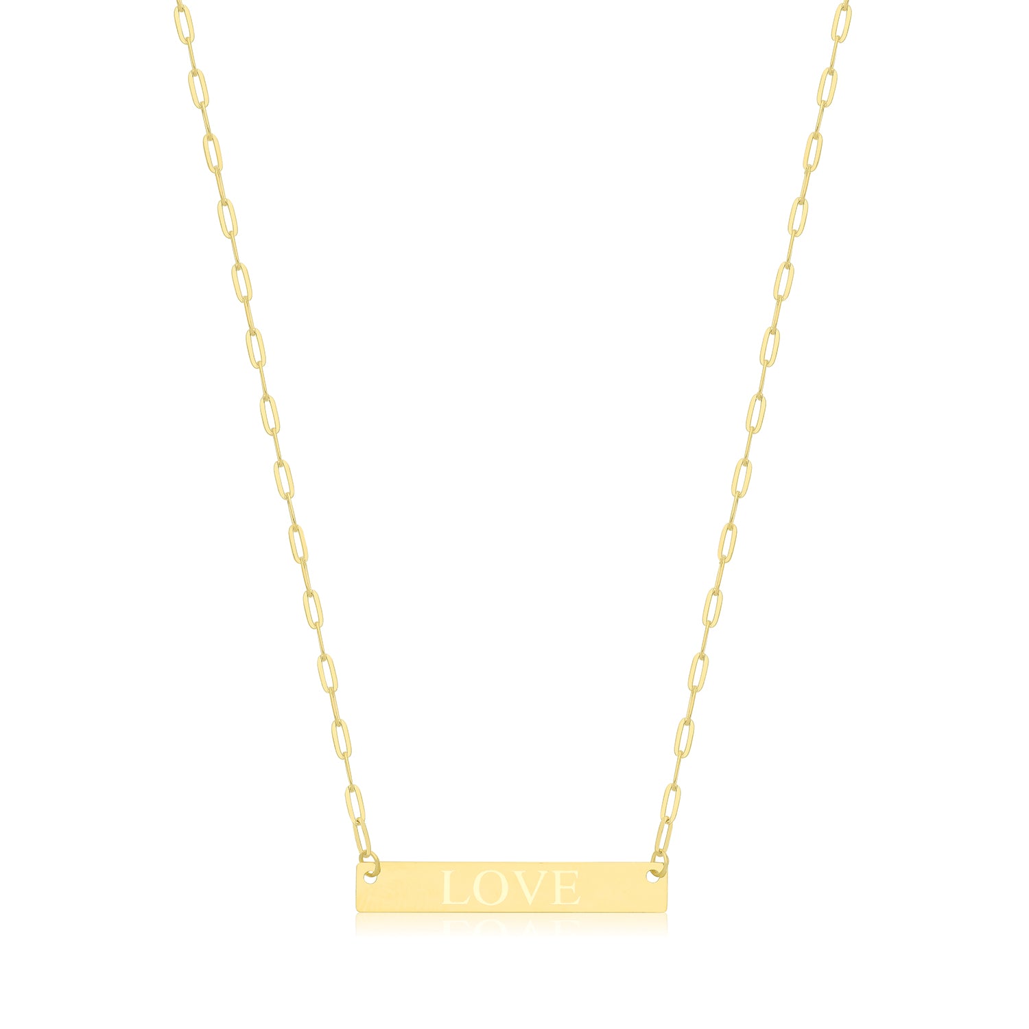 9CT GOLD PAPERCLIP CHAIN LOVE NECKLET