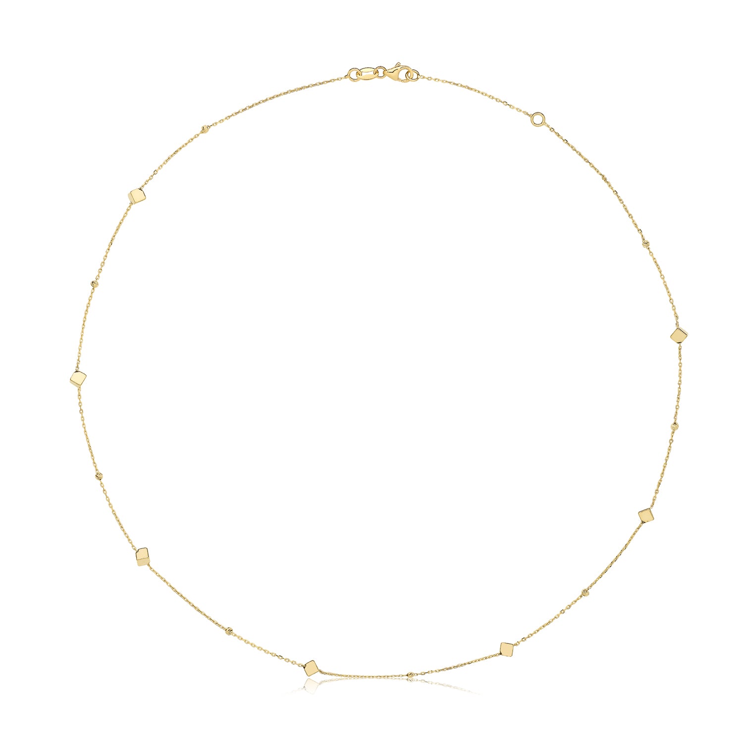 9CT GOLD CUBE BEAD NECKLET