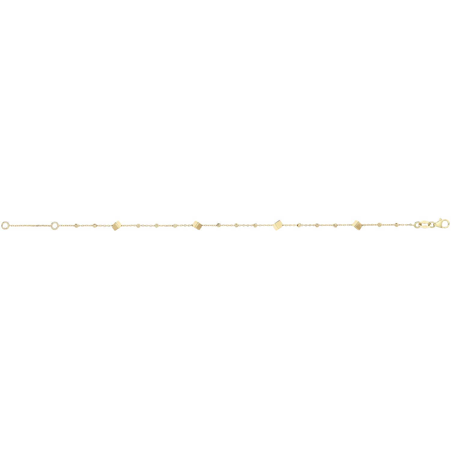 9CT GOLD CUBE BEAD BRACELET