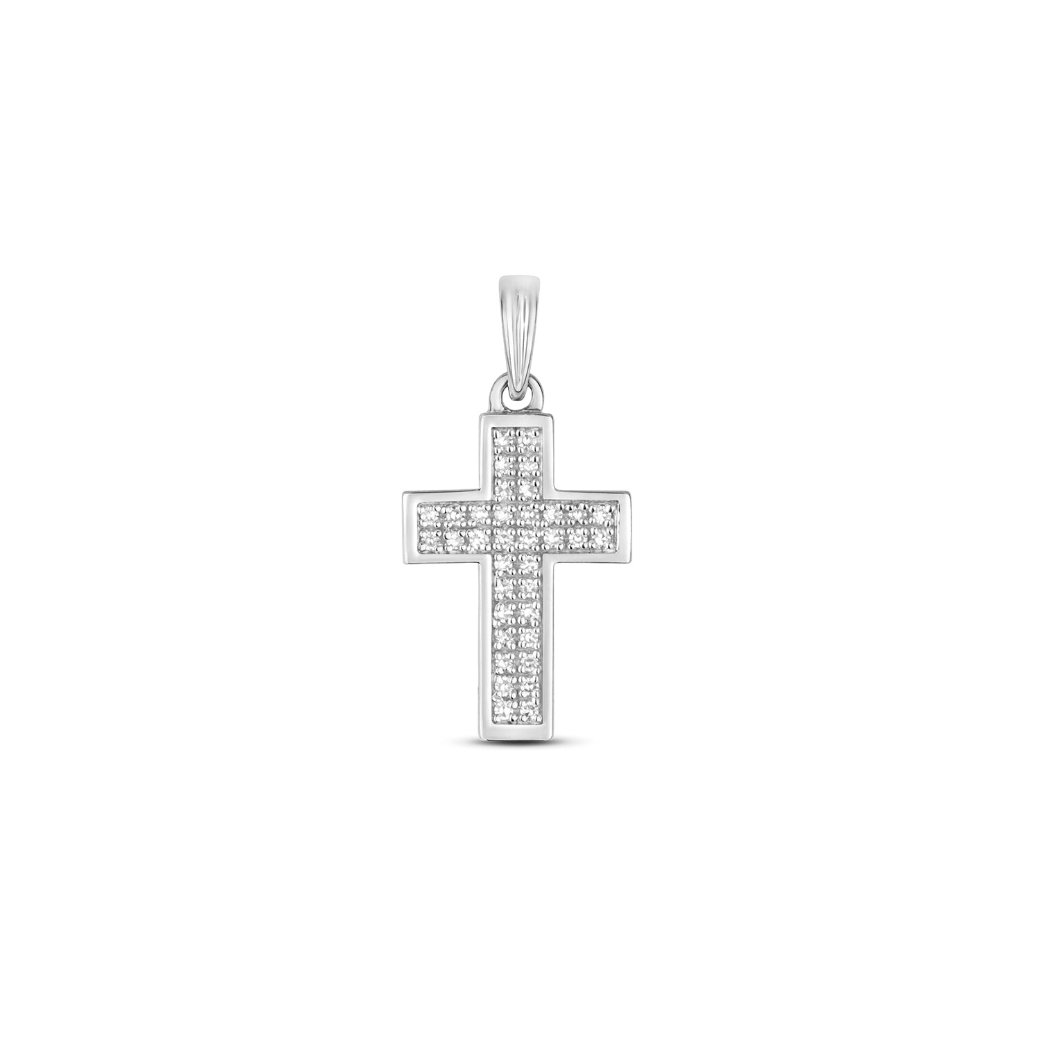 DIAMOND PAVE SET CROSS IN 9CT WHITE GOLD