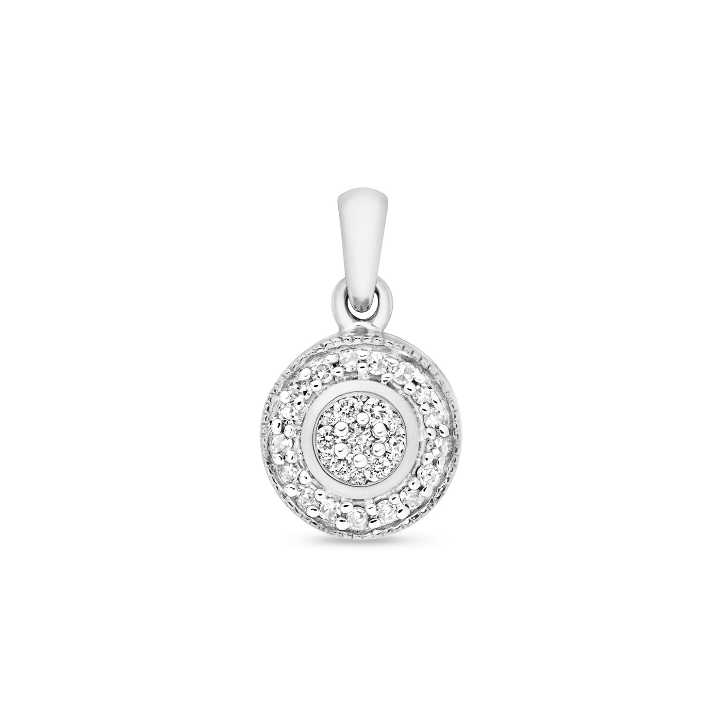 DIAMOND SET AROUND PENDANT IN 9CT WHITE GOLD