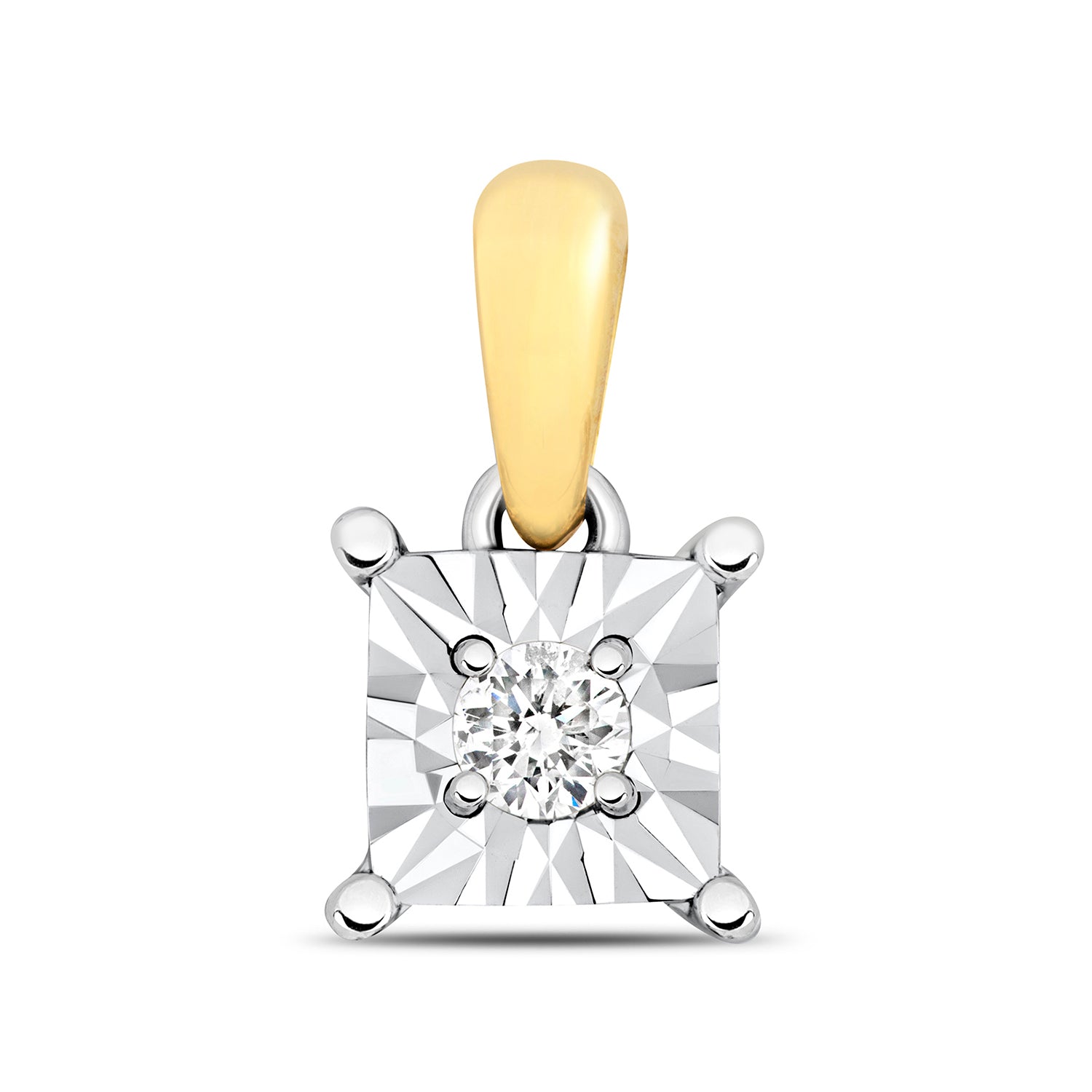 DIAMOND ILLUSION SQUARE PENDANT IN 9CT GOLD