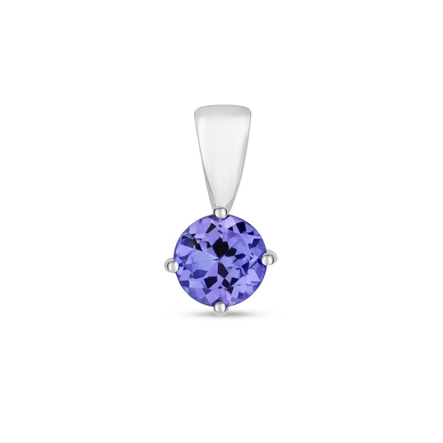 TANZANITE ROUND CLAW SET PENDANT IN 9CT WHITE GOLD