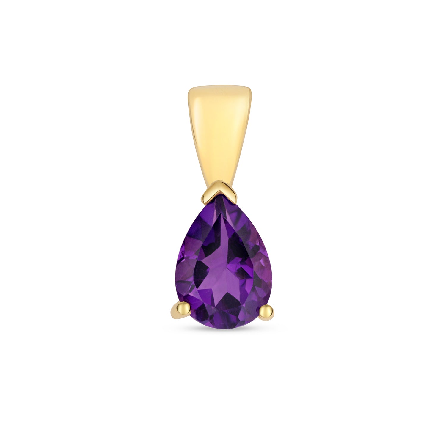 AMETHYST PEAR SHAPE CLAW SET PENDANT IN 9CT GOLD