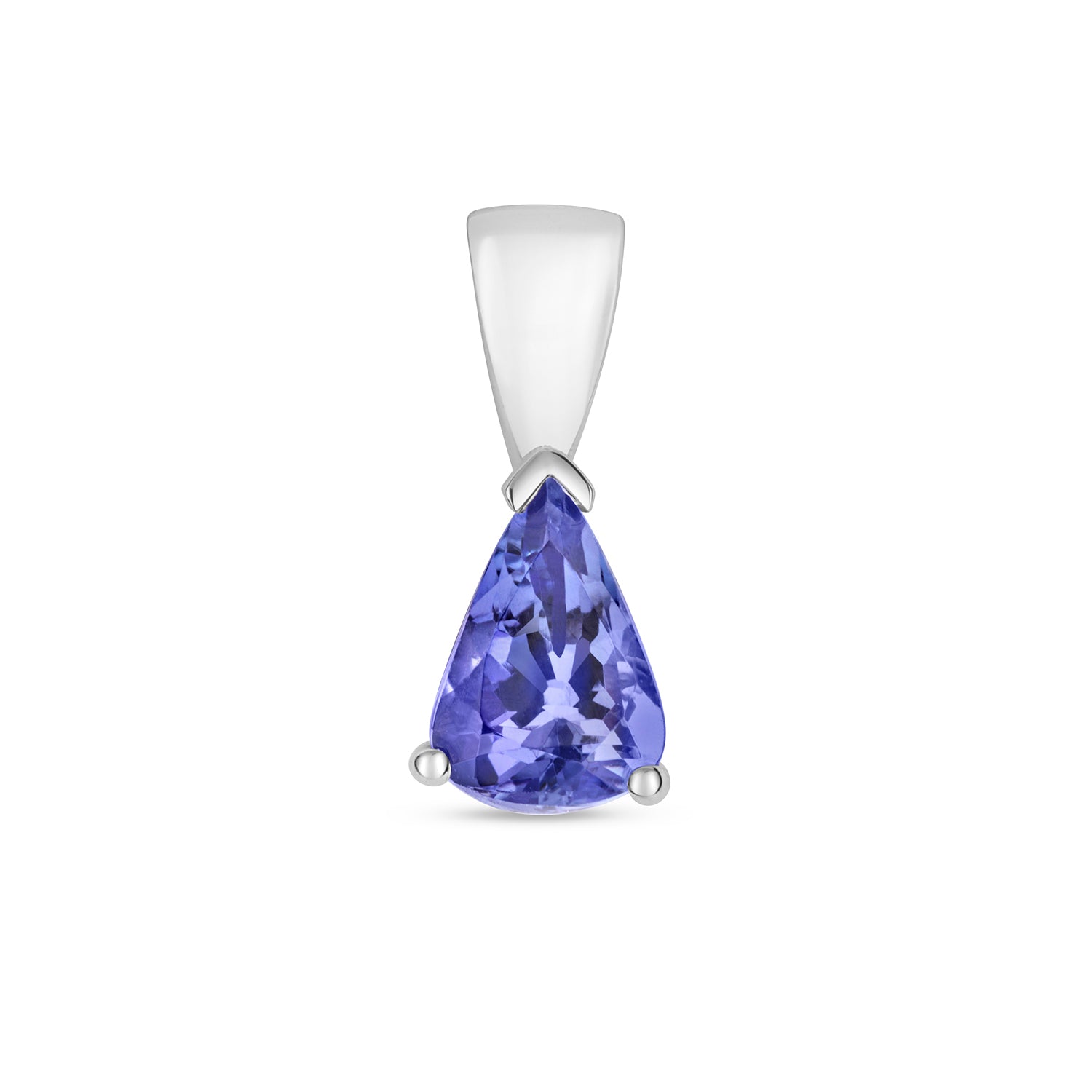 TANZANITE PEAR SHAPE CLAW SET PENDANT IN 9CT WHITE GOLD