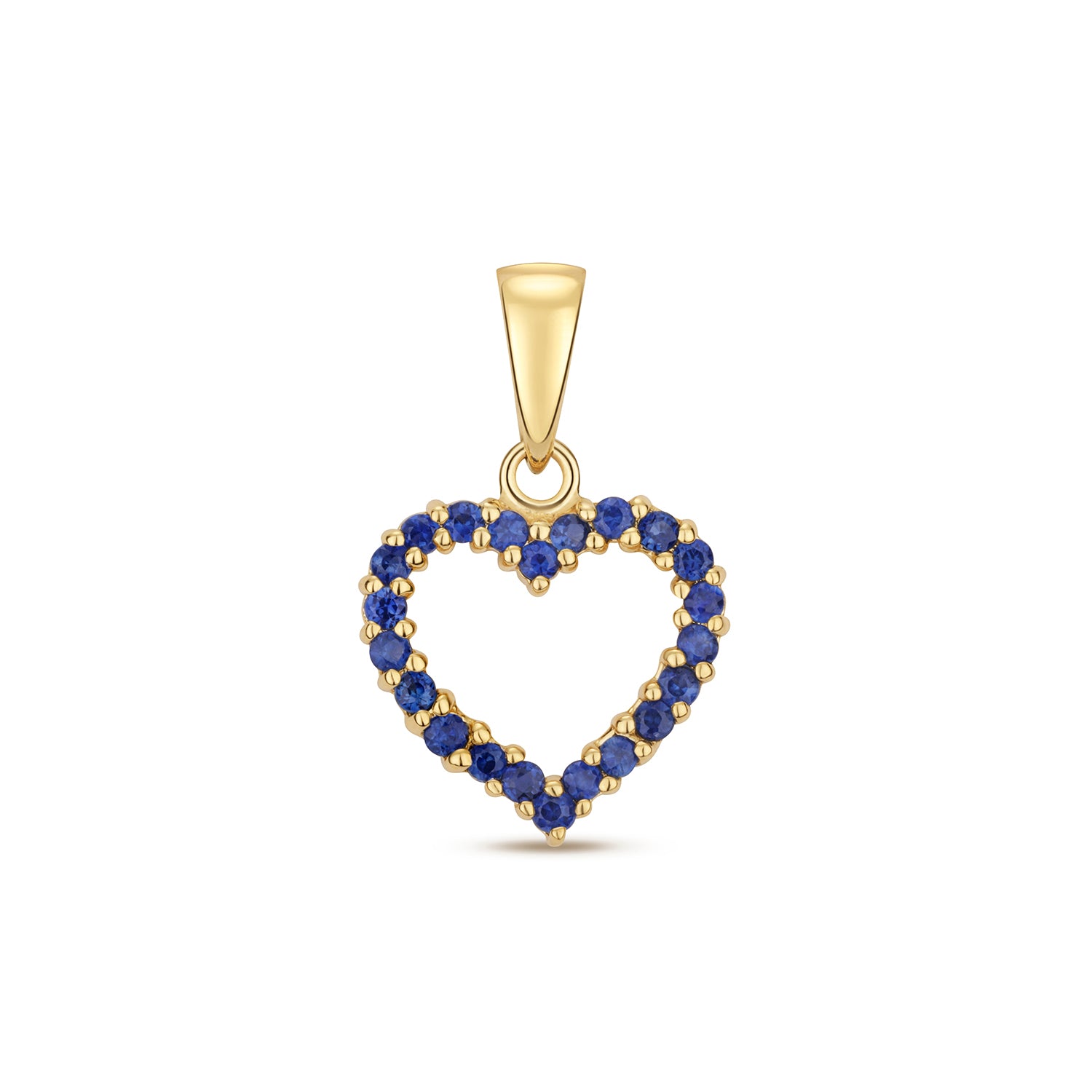 SAPPHIRE CLAW SET OPEN HEART PENDANT IN 9CT GOLD