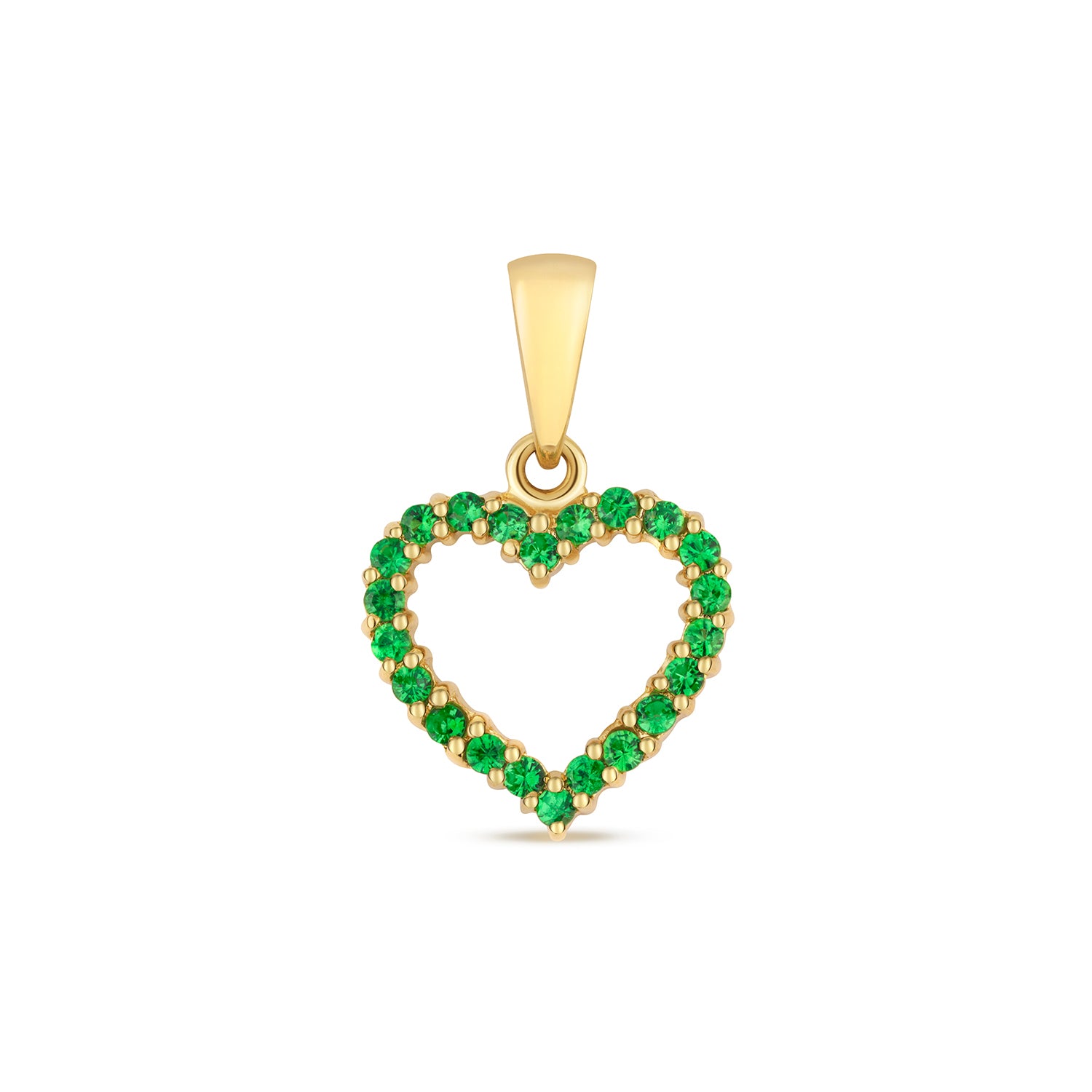 TSAVORITE CLAW SET OPEN HEART PENDANT IN 9CT GOLD