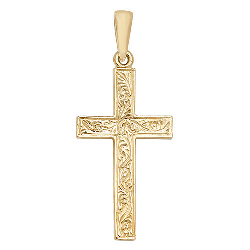 9CT GOLD PATTERNED CROSS PENDANT