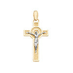 9CT GOLD 2 TONE CRUCIFIX PENDANT