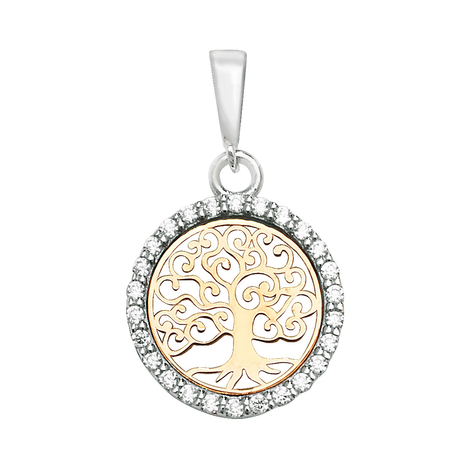 9CT GOLD CZ HALO TREE OF LIFE PENDANT