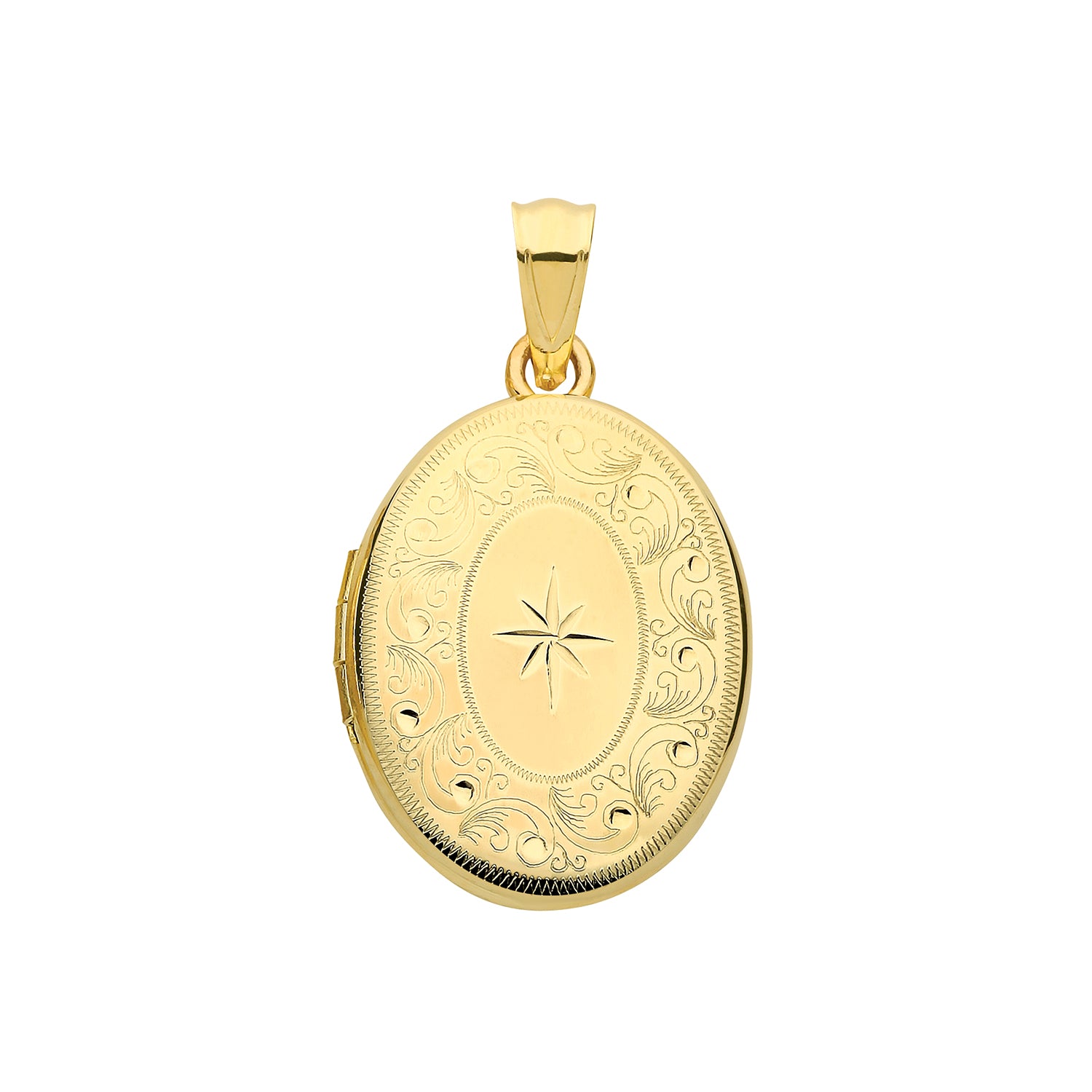 9CT GOLD ENGRAVED OVAL LOCKET