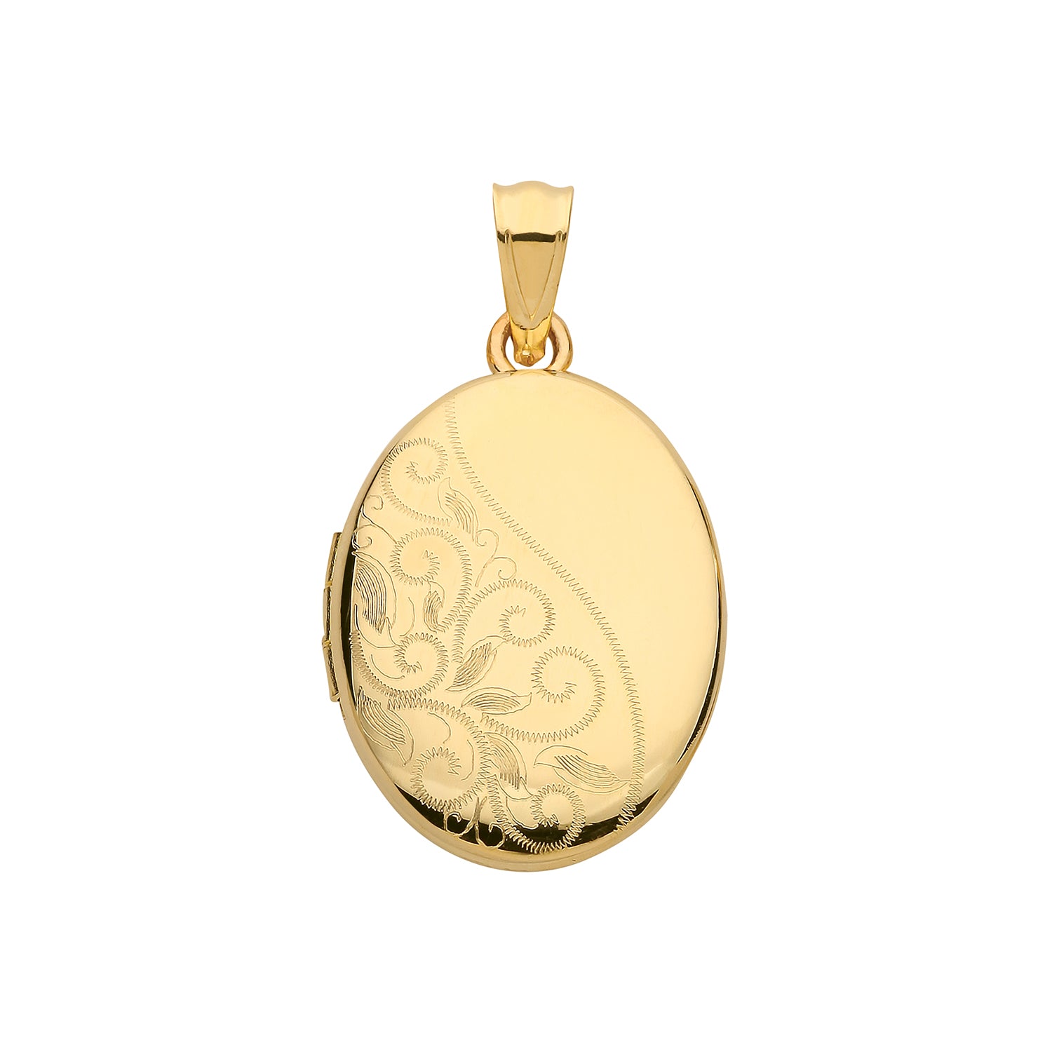 9CT GOLD ENGRAVED OVAL LOCKET