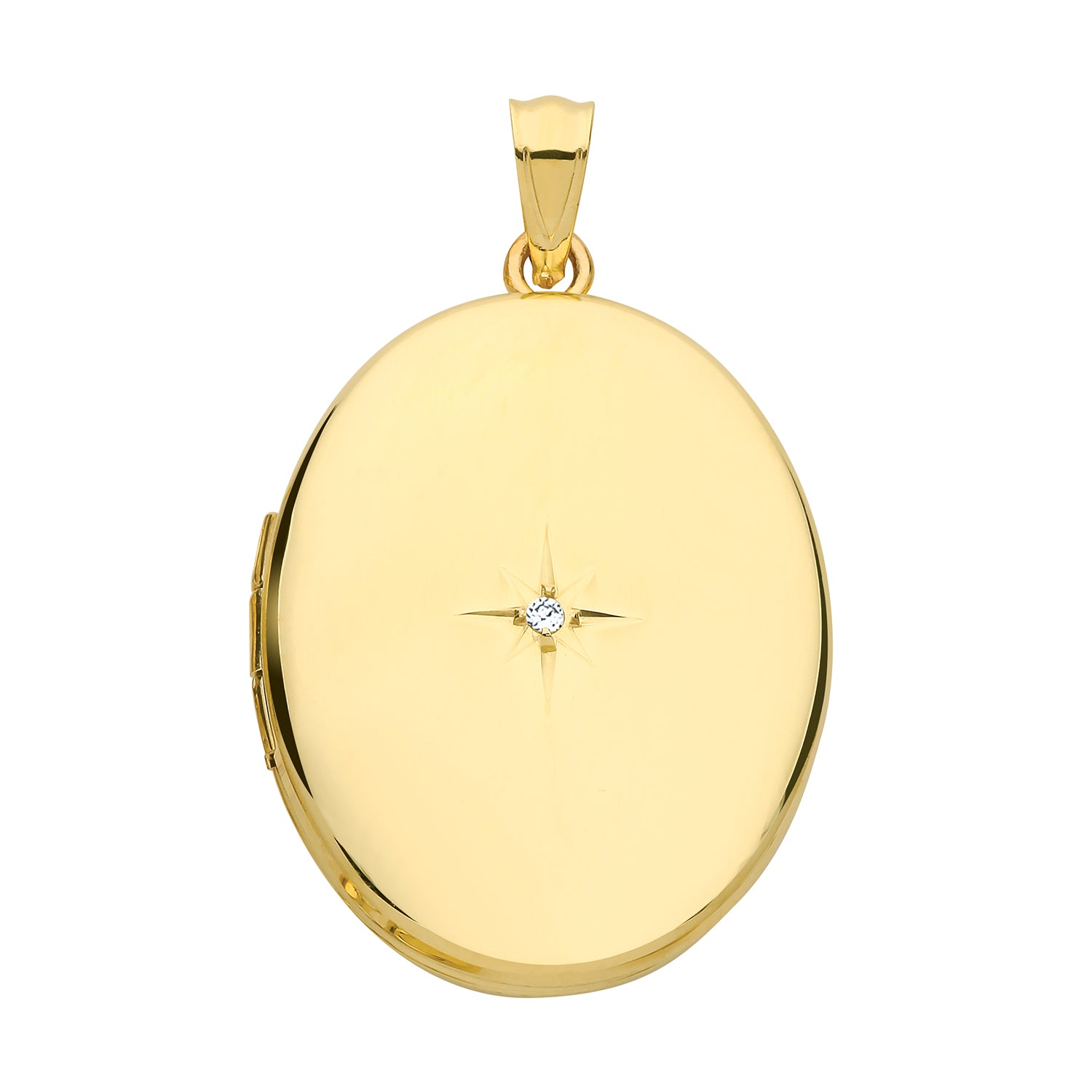 9CT GOLD OVAL DIAMOND SET LOCKET