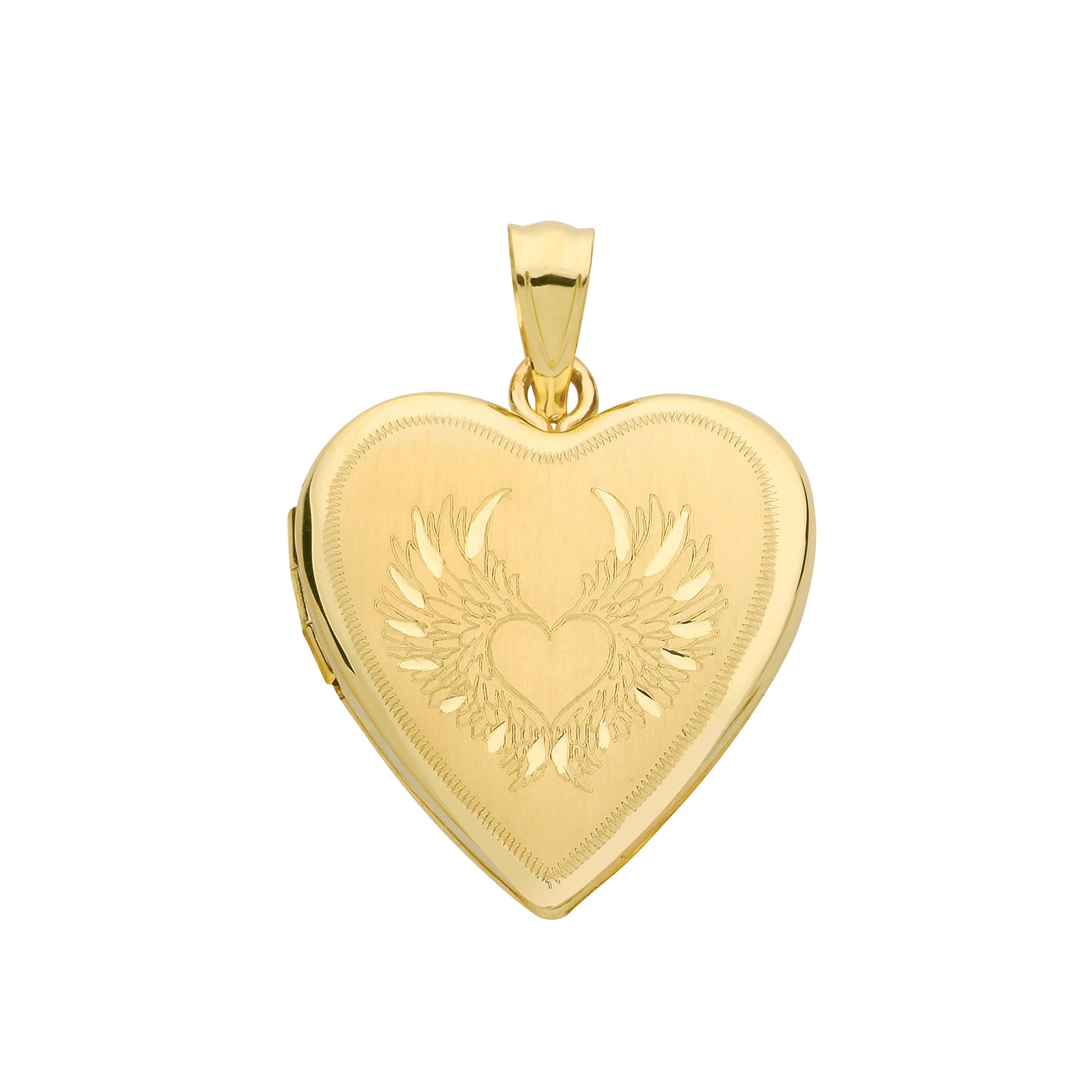 9CT GOLD WINGS ENGRAVED HEART LOCKET