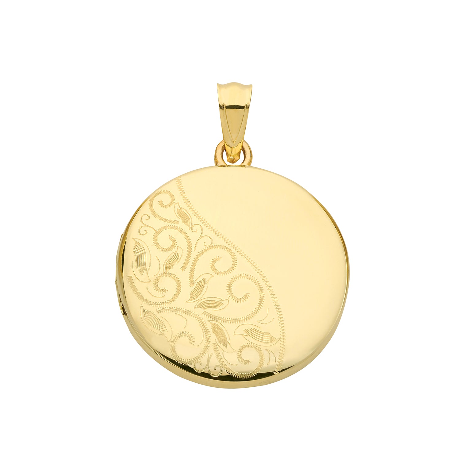 9CT GOLD LEAF ENGRAVED ROUND LOCKET