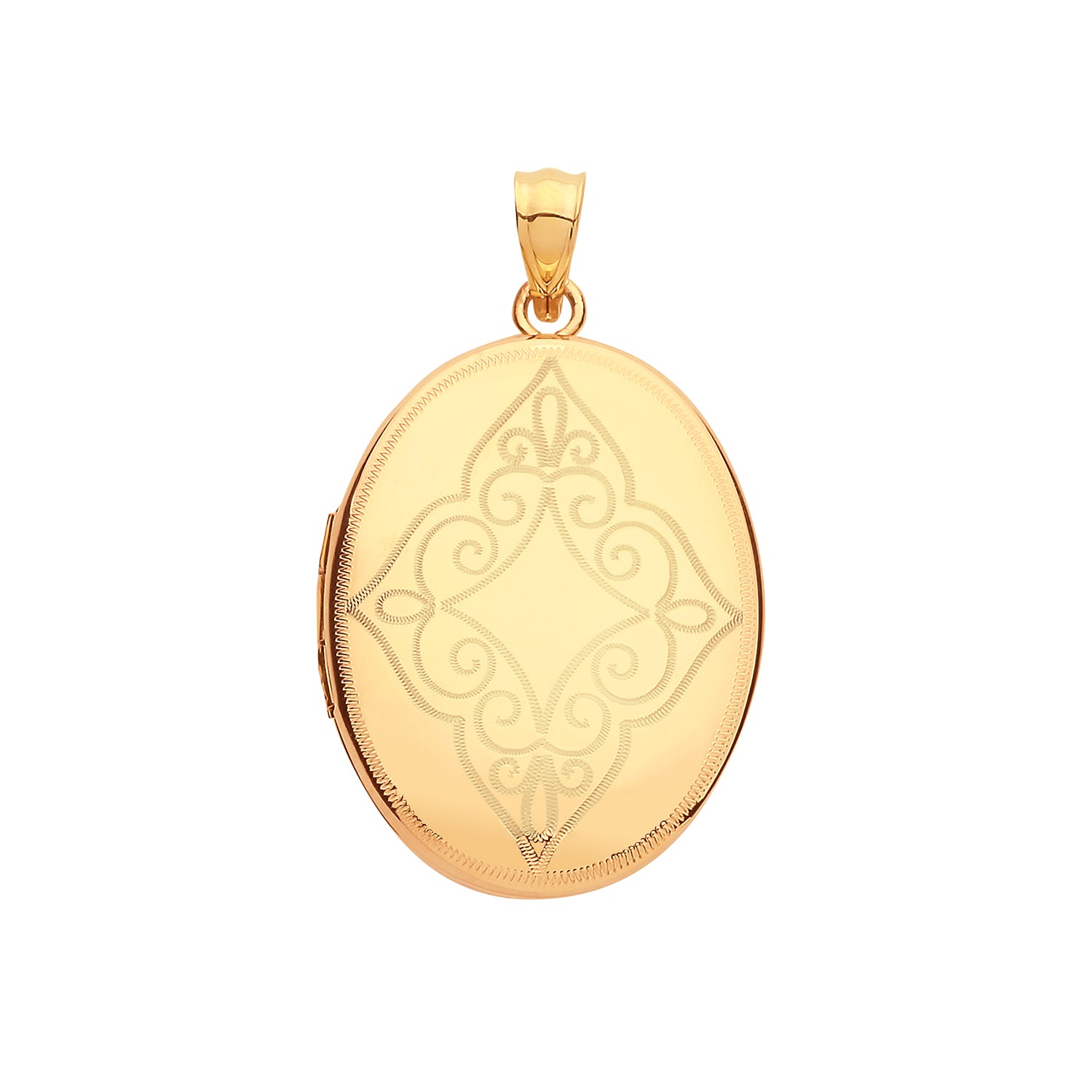 9CT GOLD ENGRAVED OVAL LOCKET