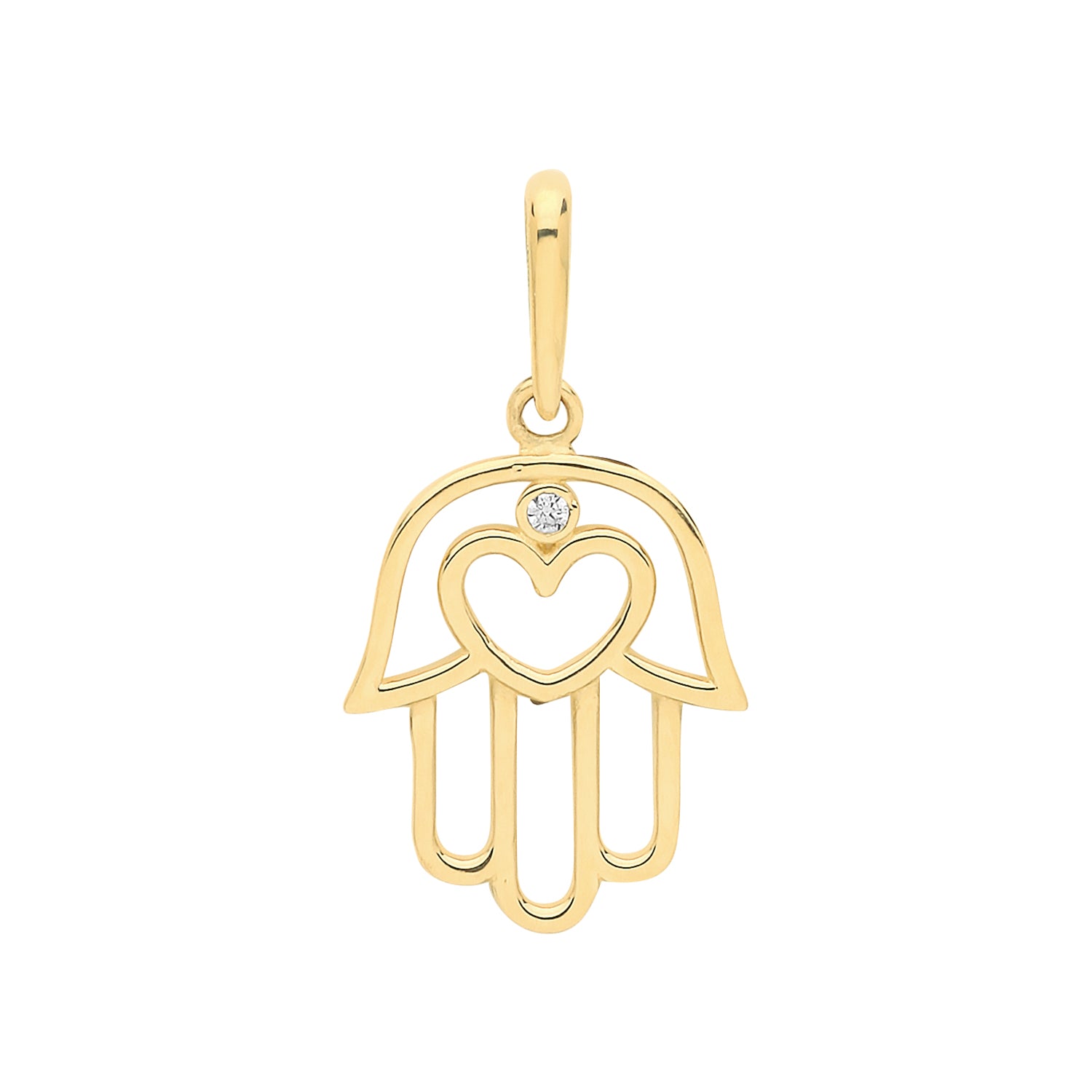 9CT GOLD CZ SET HAMSA PENDANT