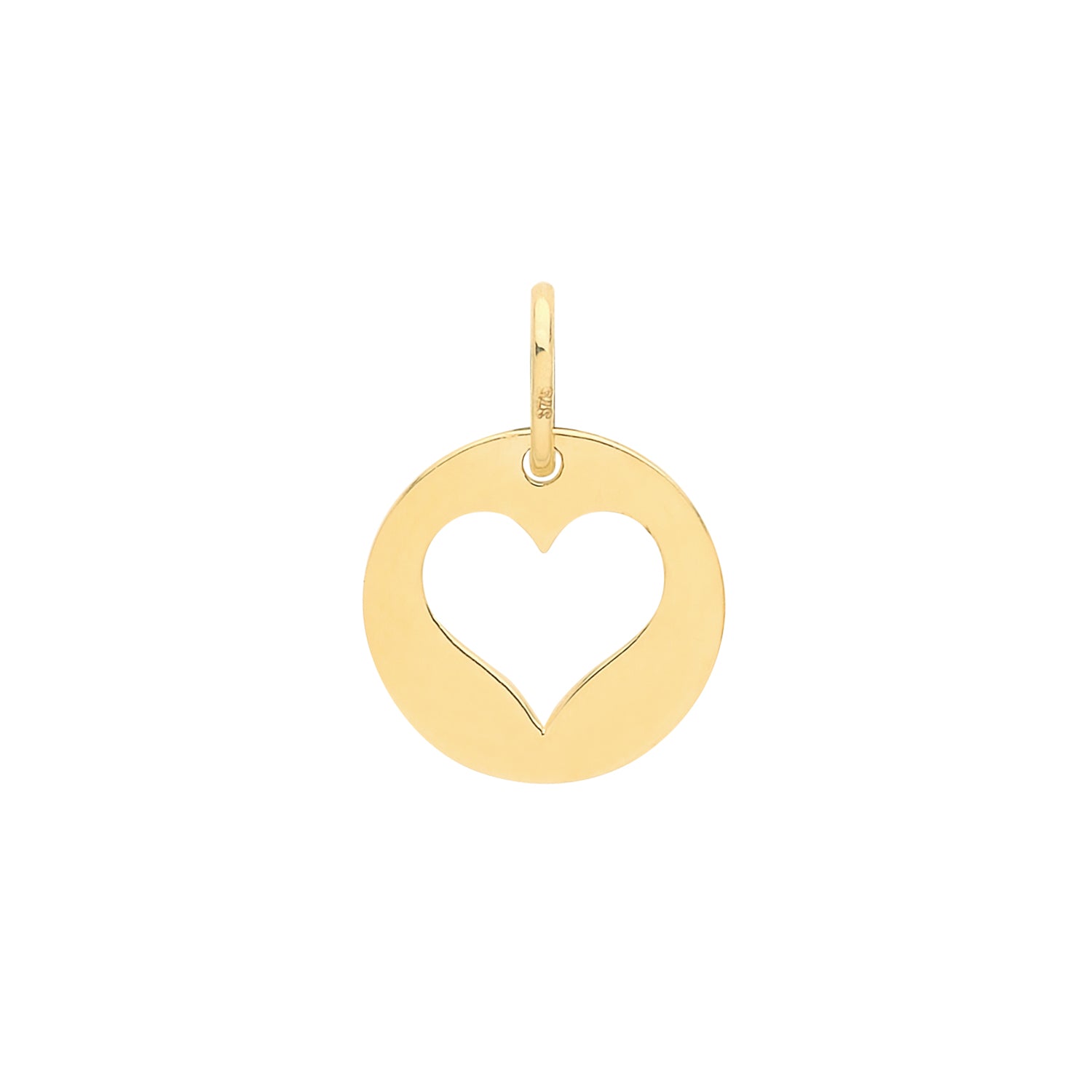 9C GOLD HEART ROUND PENDANT