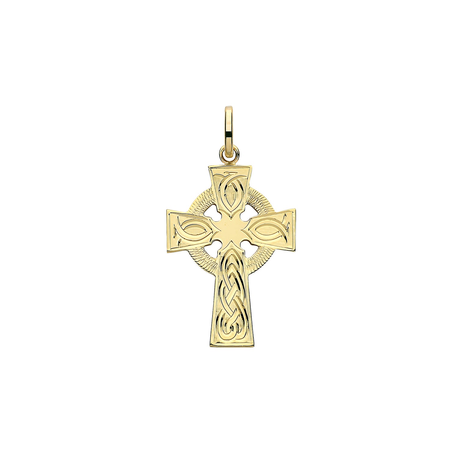 9CT GOLD CELTIC ENGRAVED CROSS PENDANT