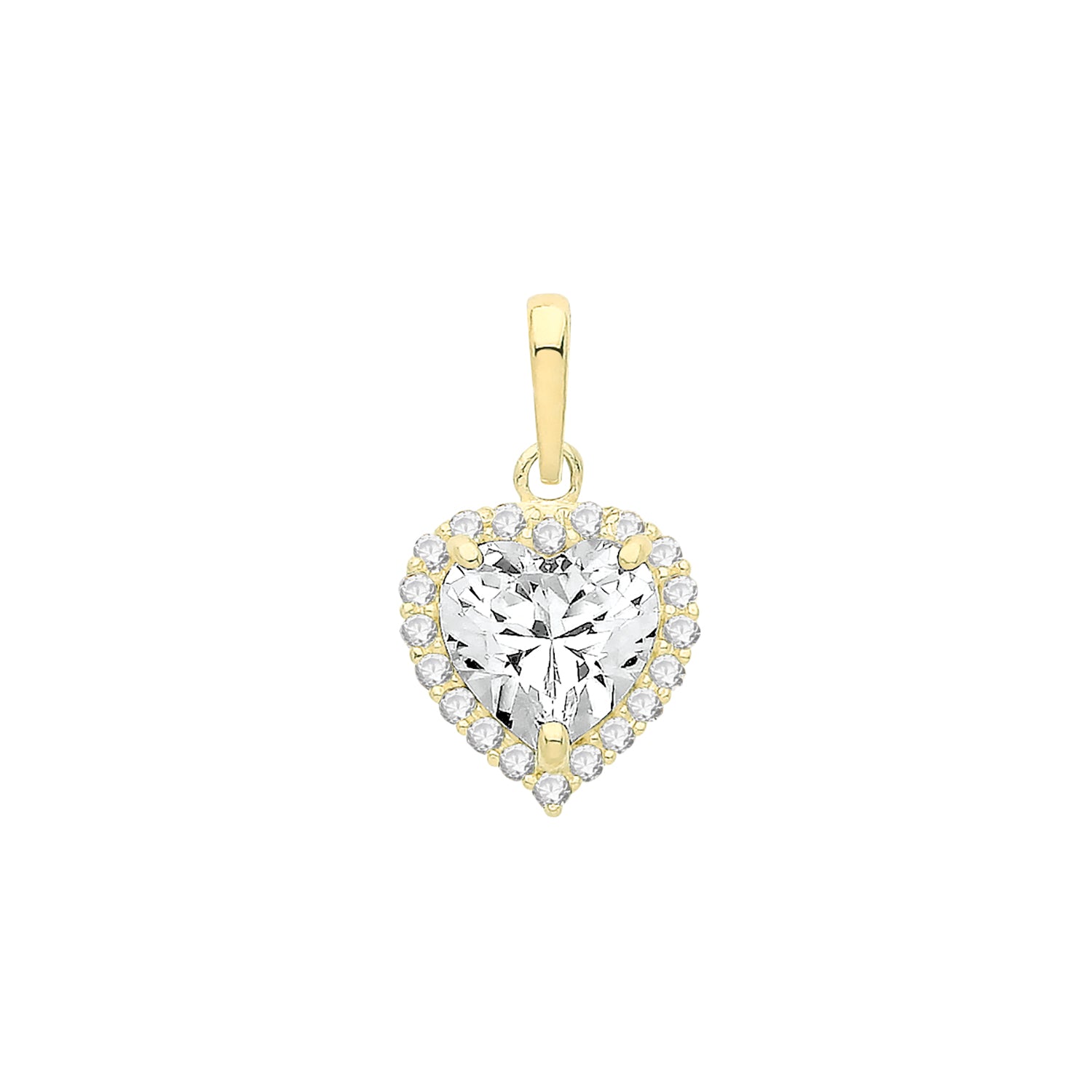 9CT GOLD HEART CZ CLUSTER PENDANT