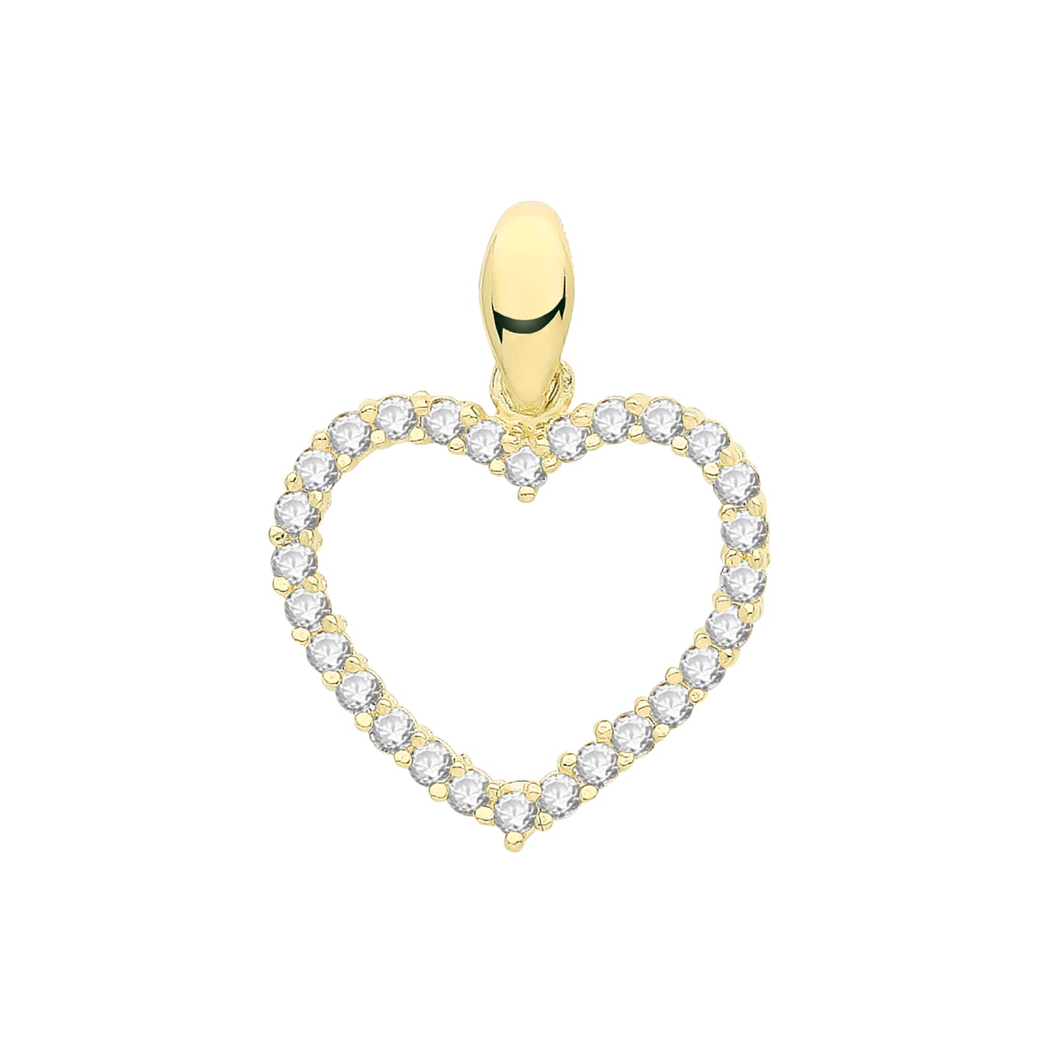 9CT GOLD CZ OPEN HEART PENDANT