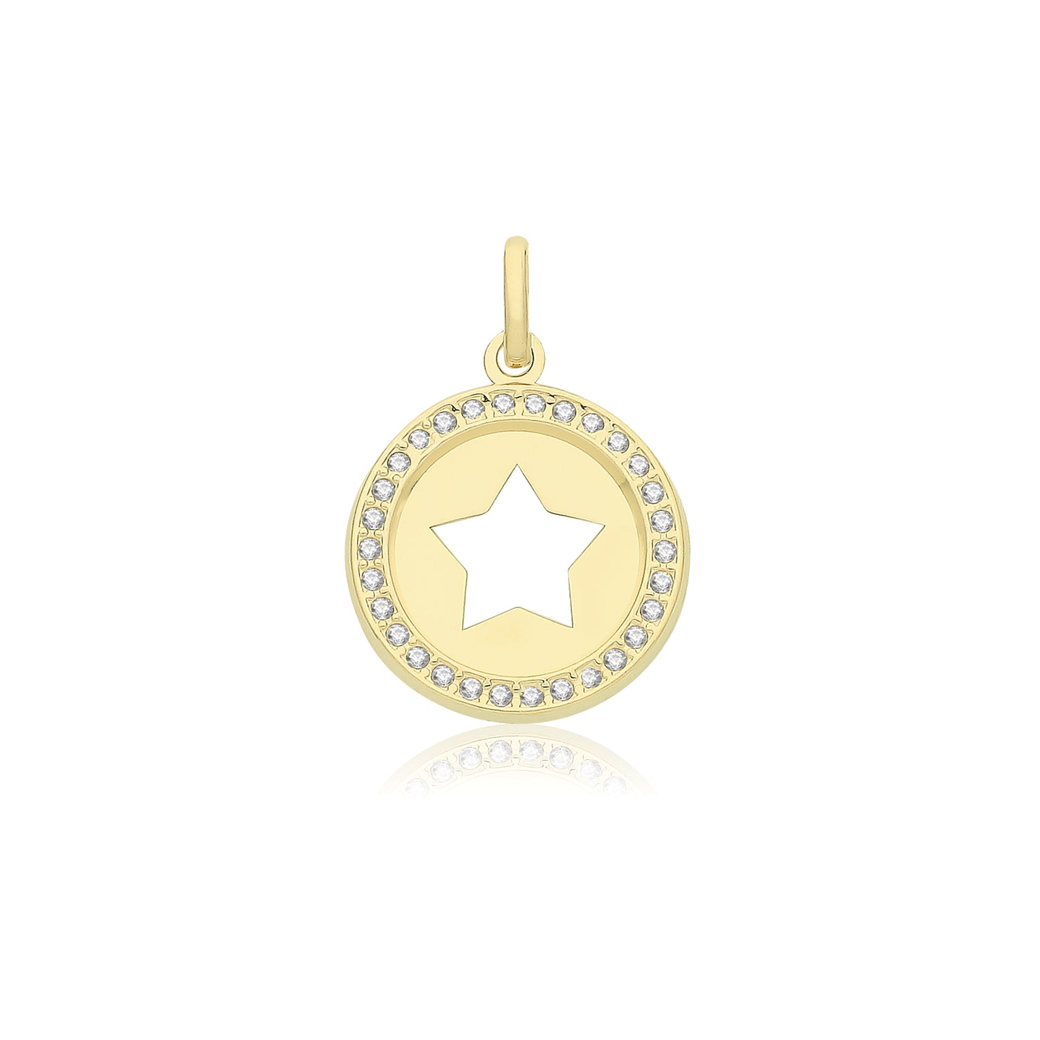 9CT GOLD CZ STAR ROUND PENDANT