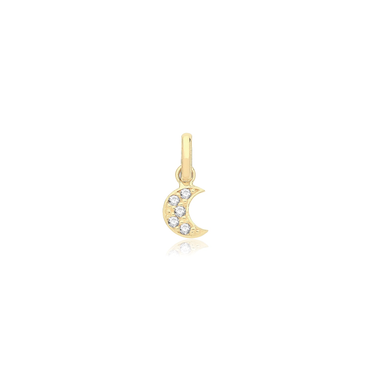 9CT GOLD CZ MOON PENDANT
