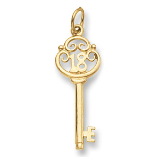 9CT GOLD 18TH BIRTHDAY KEY PENDANT