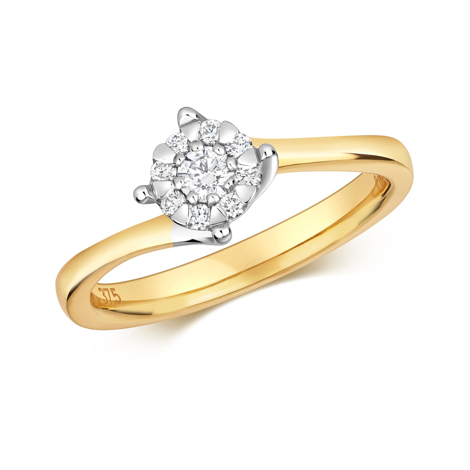 DIAMOND BRILLIANT SET ENGAGEMENT RING IN 9CT GOLD