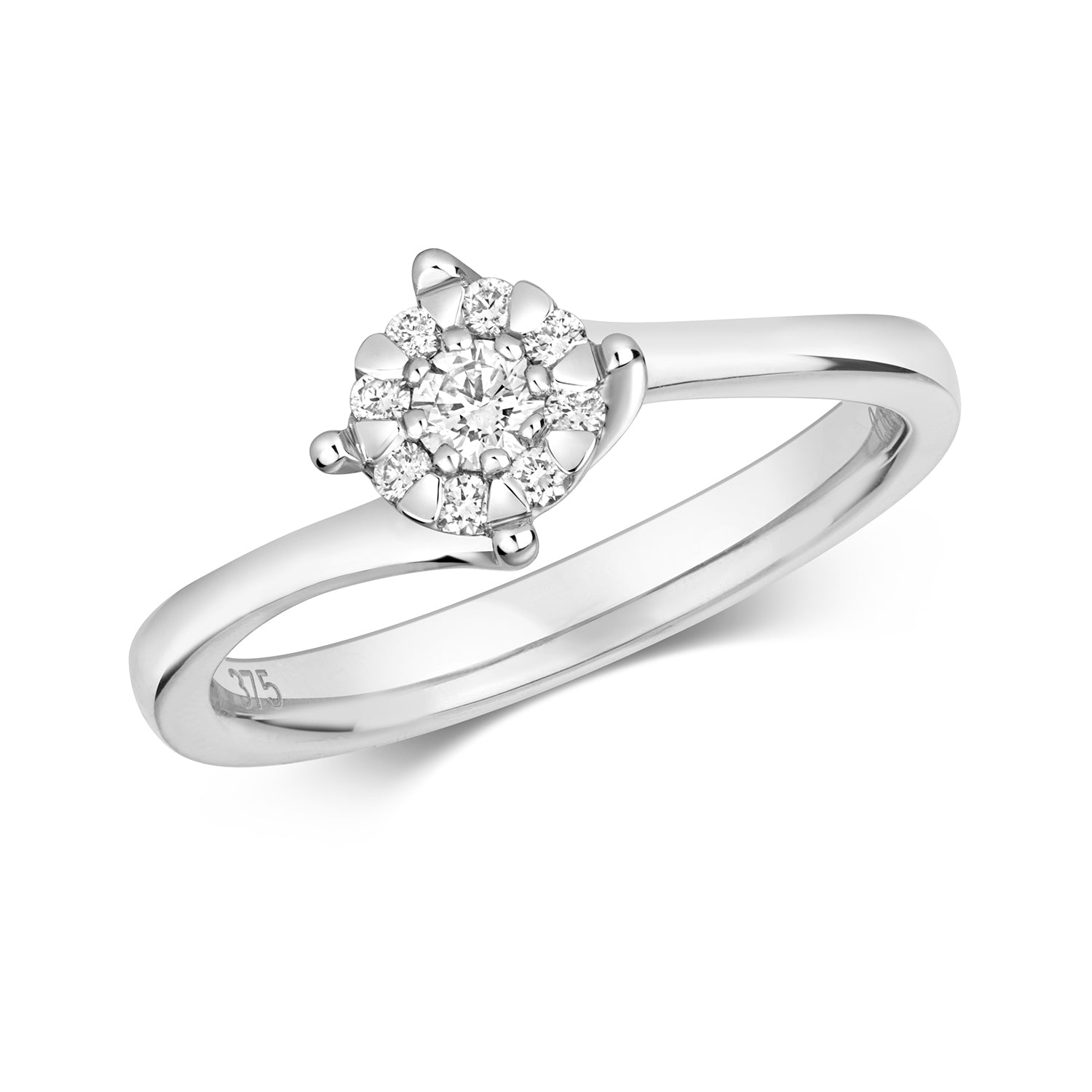 DIAMOND BRILLIANT SET ENGAGEMENT RING IN 9CT WHITE GOLD