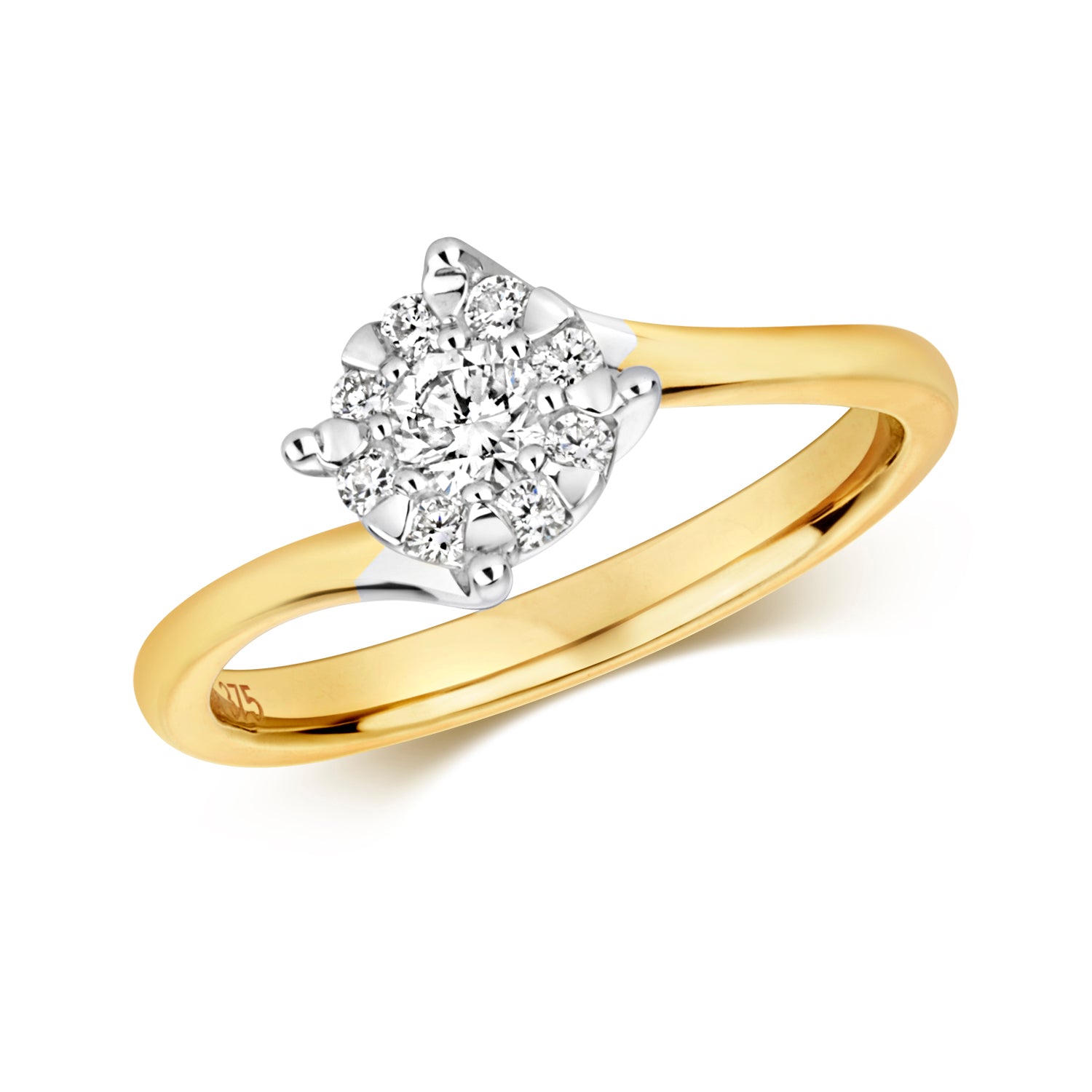 DIAMOND BRILLIANT SET ENGAGEMENT RING IN 9CT GOLD