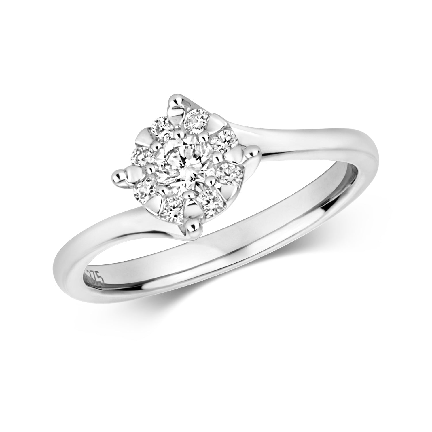 DIAMOND BRILLIANT SET ENGAGEMENT RING IN 9CT WHITE GOLD