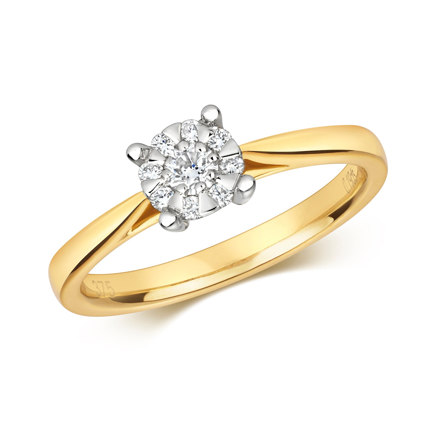 DIAMOND BRILLIANT SET ENGAGEMENT RING IN 9CT GOLD
