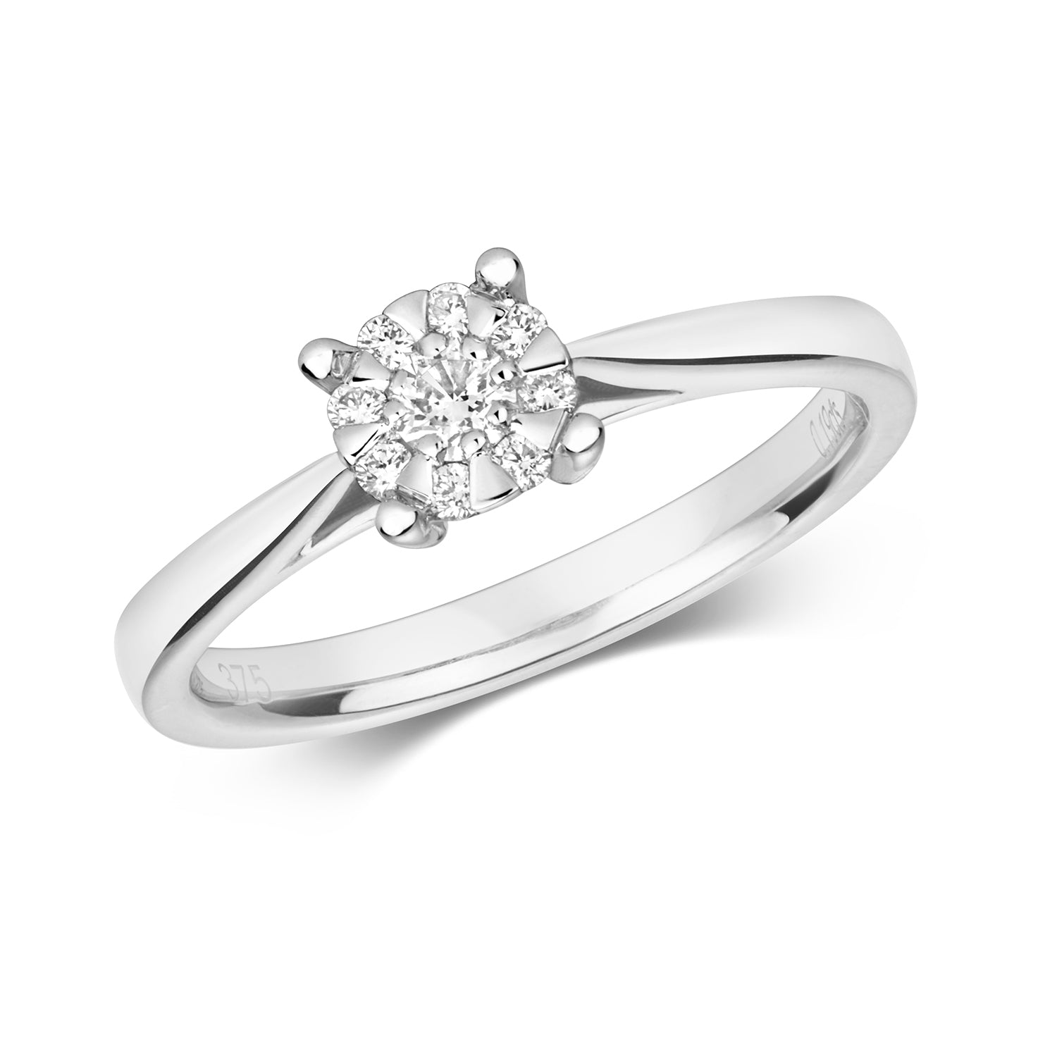DIAMOND BRILLIANT SET ENGAGEMENT RING IN 9CT WHITE GOLD
