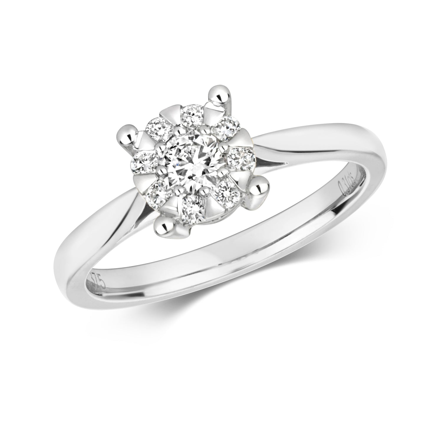 DIAMOND BRILLIANT SET ENGAGEMENT RING IN 9CT WHITE GOLD