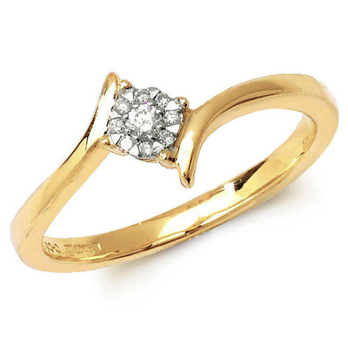 DIAMOND BRILLIANT SET CROSSOVER ENGAGEMENT RING IN 9CT GOLD