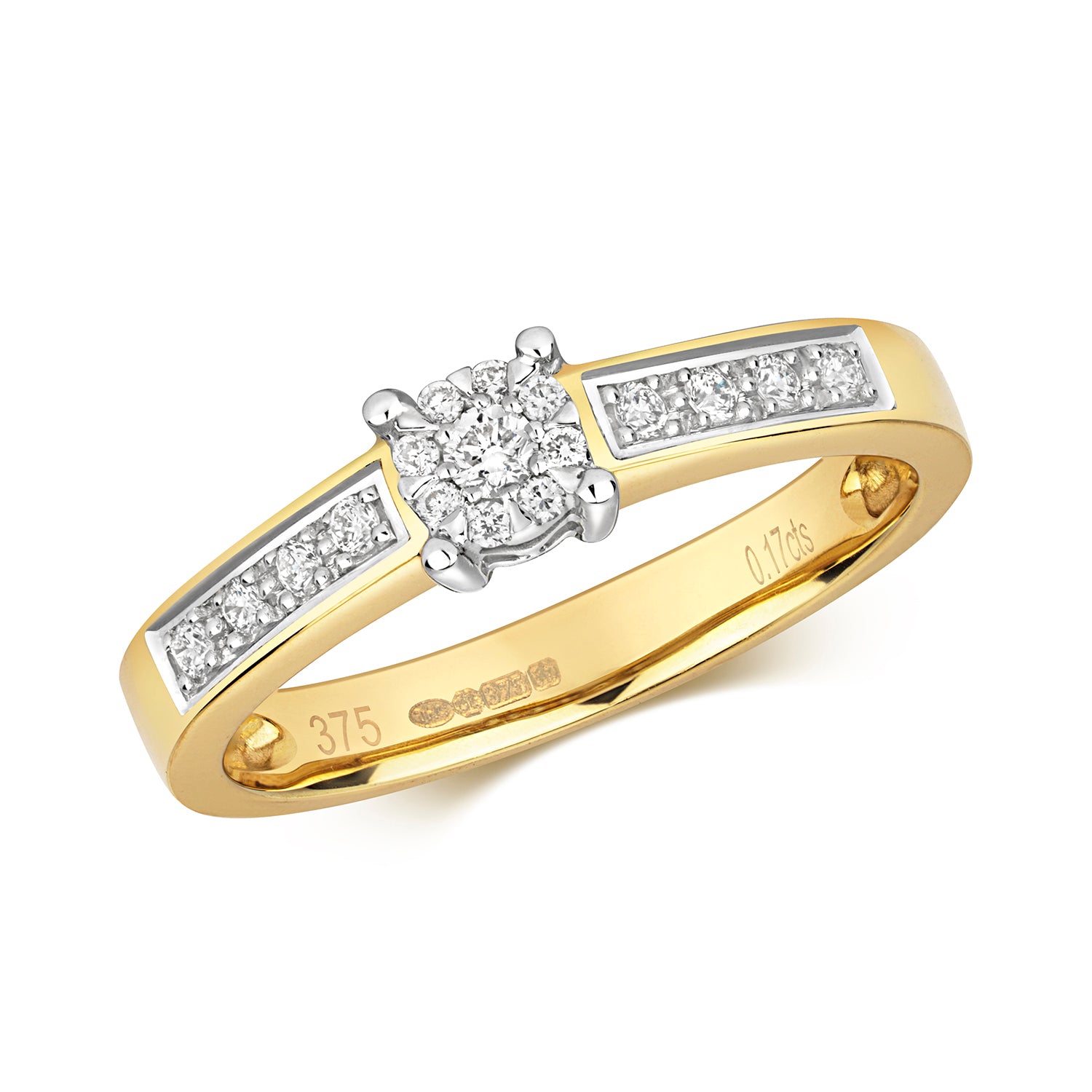 DIAMOND BRILLIANT SET ENGAGEMENT RING IN 9CT GOLD