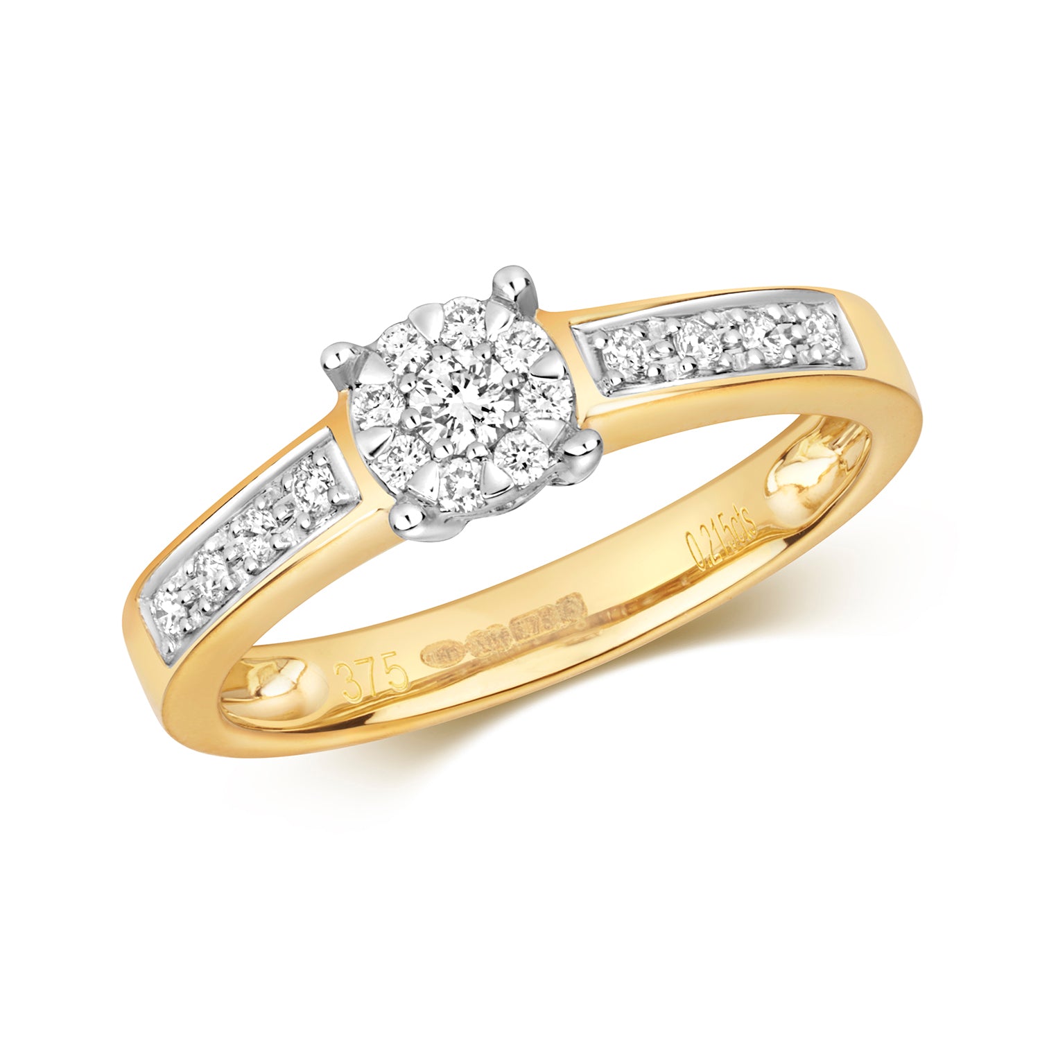 DIAMOND BRILLIANT SET ENGAGEMENT RING IN 9CT GOLD