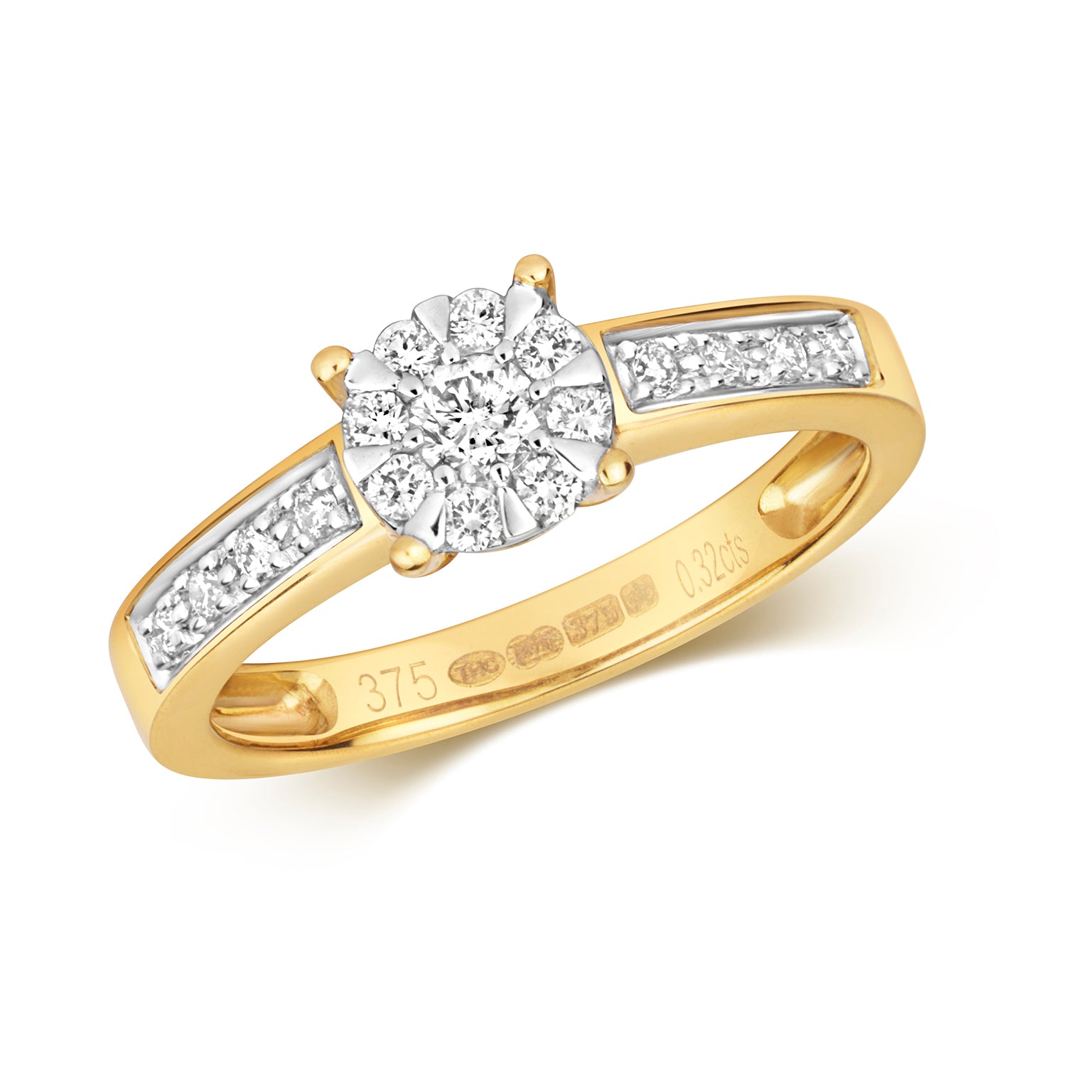 DIAMOND BRILLIANT SET ENGAGEMENT RING IN 9CT GOLD