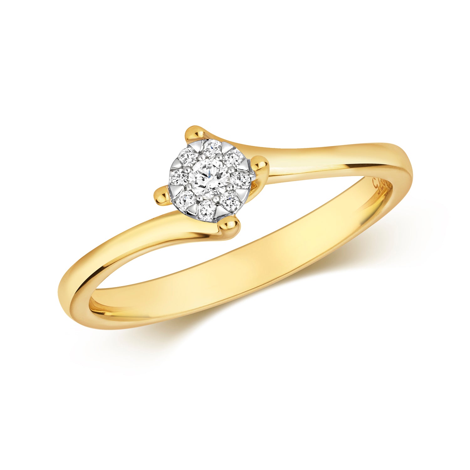 DIAMOND BRILLIANT SET CROSSOVER ENGAGEMENT RING IN 9CT GOLD