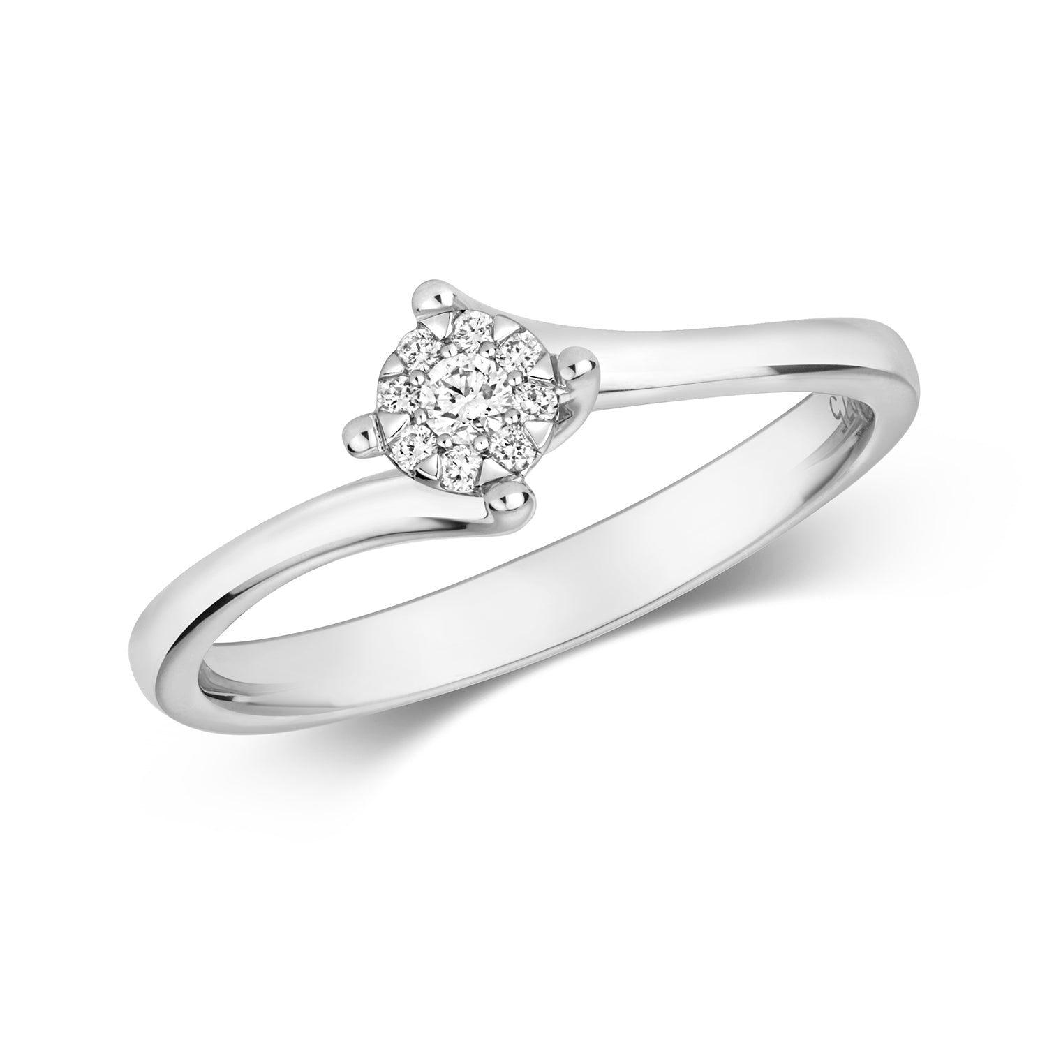DIAMOND BRILLIANT SET CROSSOVER ENGAGEMENT RING IN 9CT WHITE GOLD
