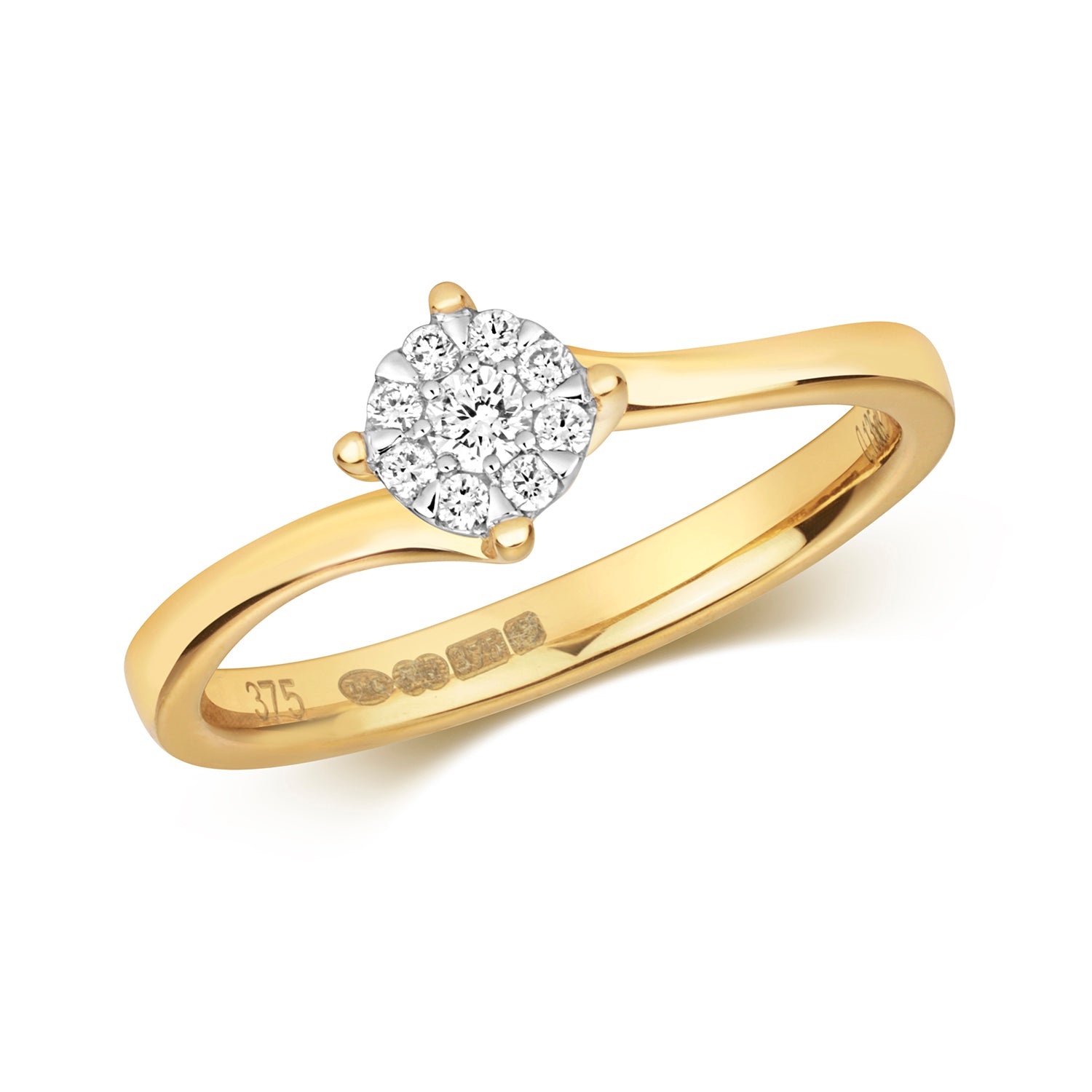 DIAMOND BRILLIANT SET CROSSOVER ENGAGEMENT RING IN 9CT GOLD
