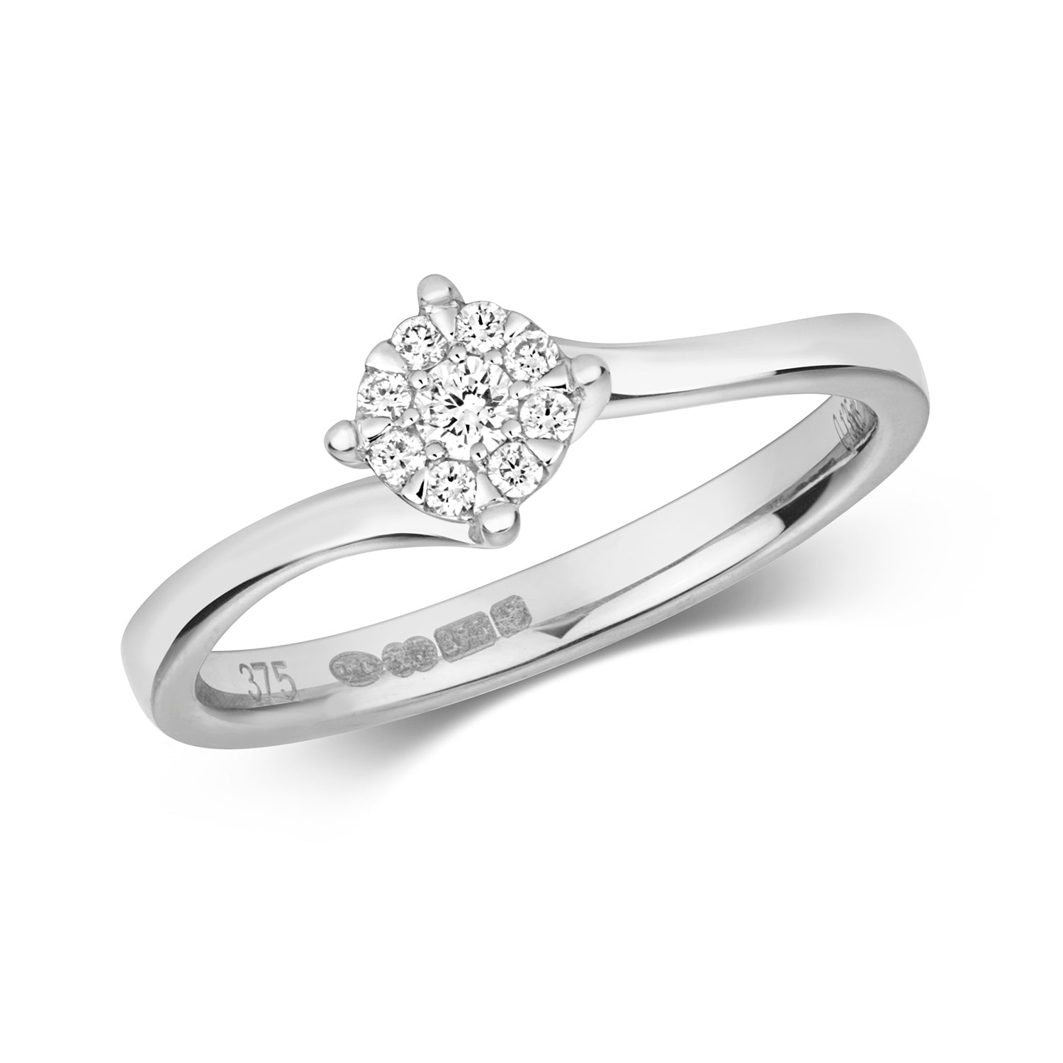 DIAMOND BRILLIANT SET CROSSOVER ENGAGEMENT RING IN 9CT WHITE GOLD